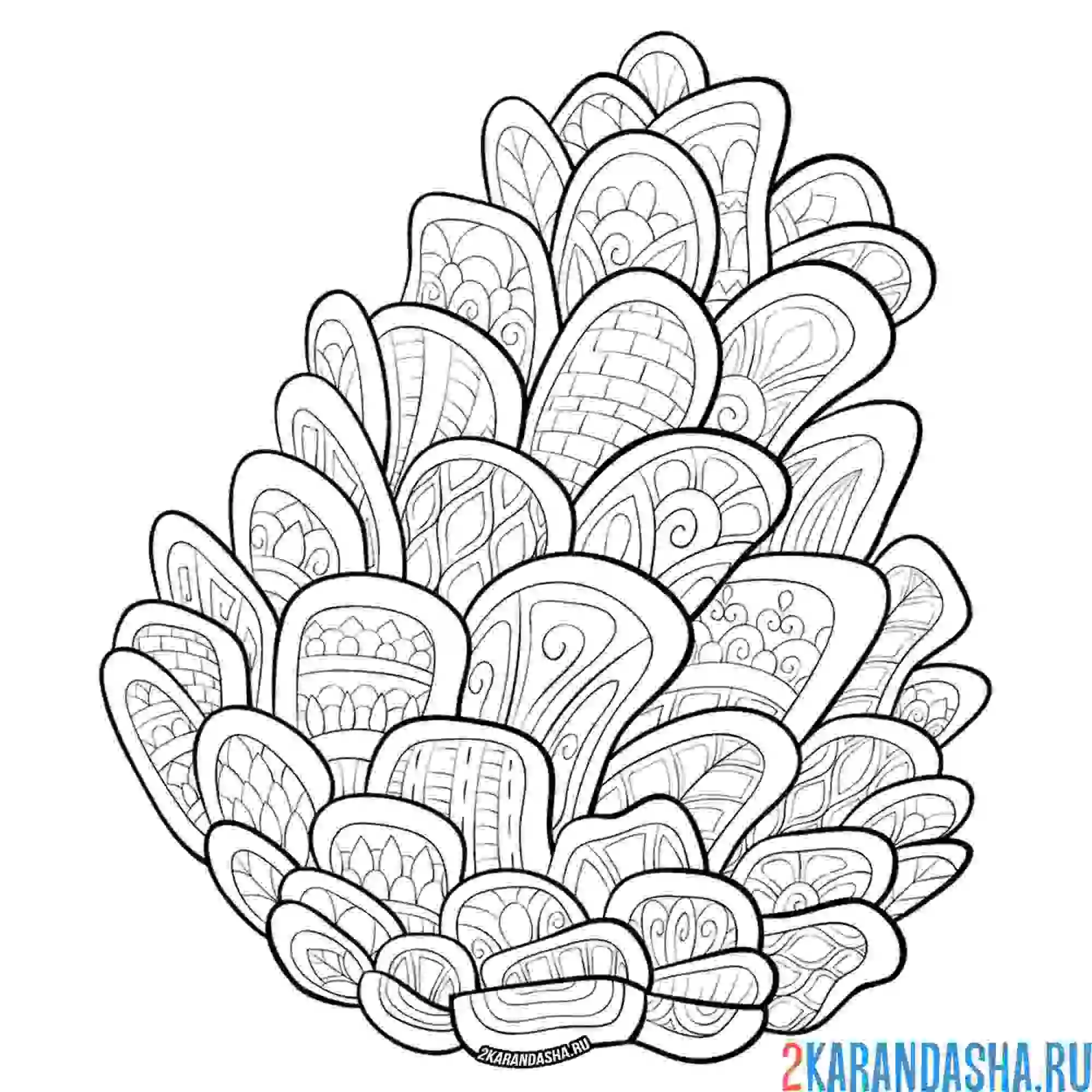 Раскраска антистресс елочная шишка