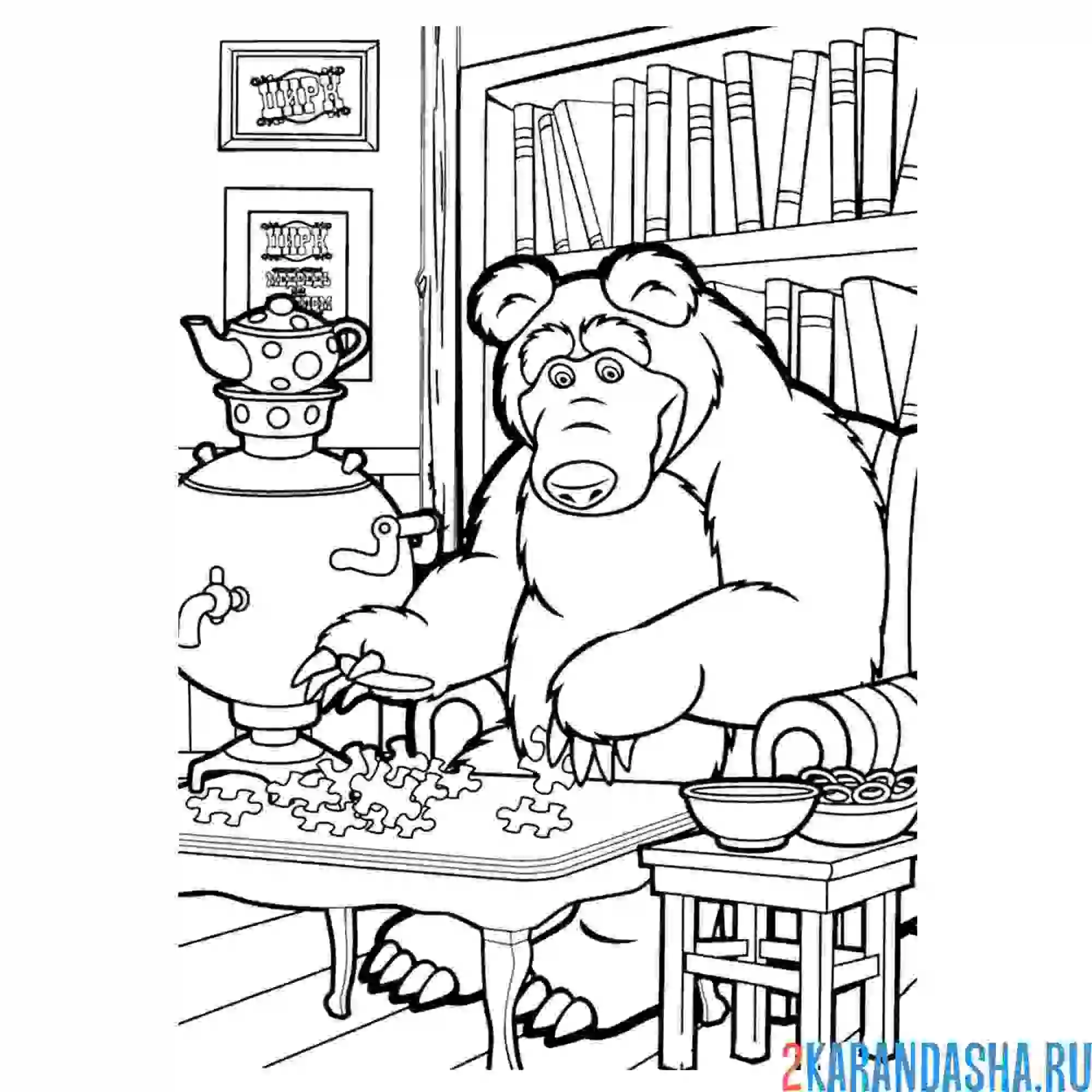 Раскраска чаепитие и пазл