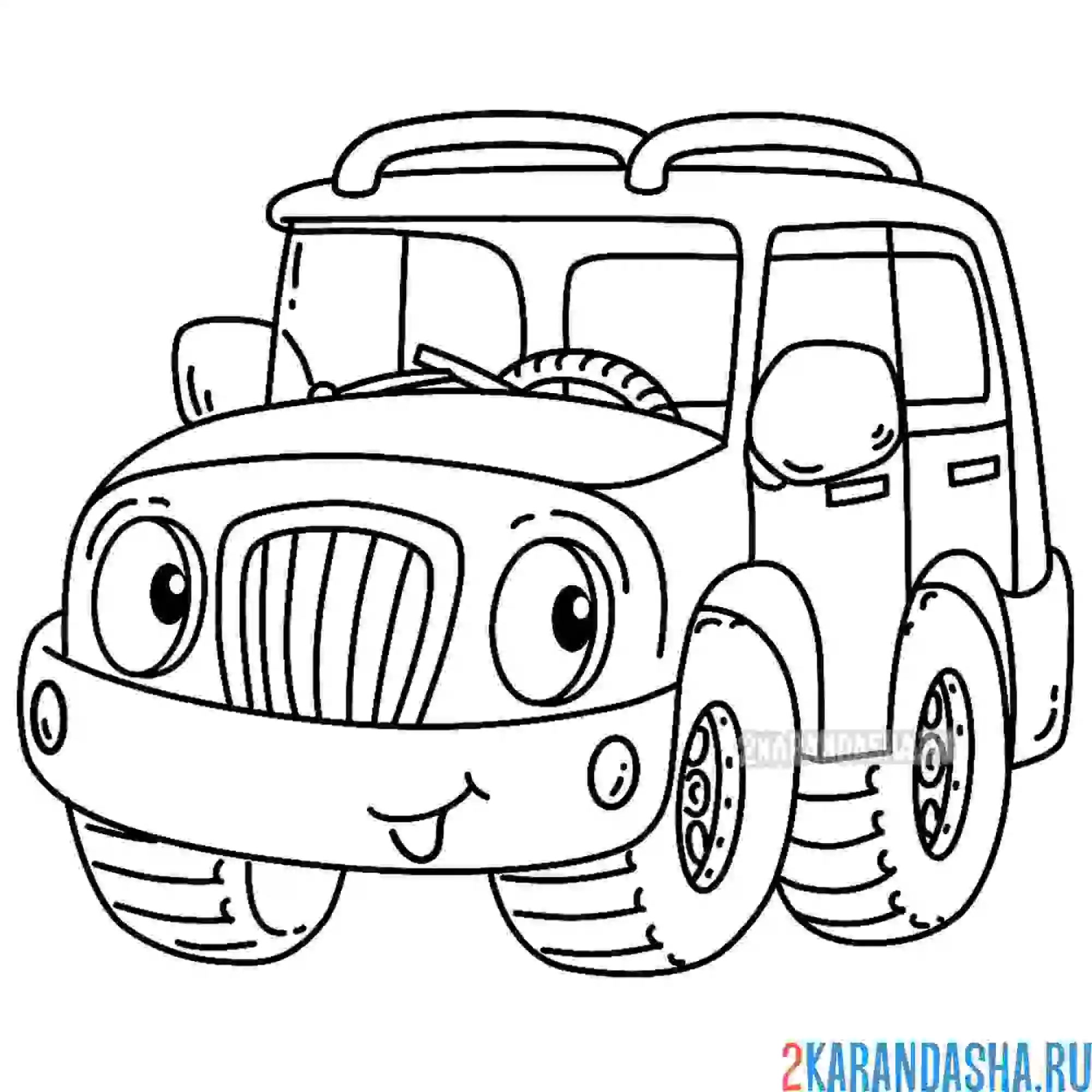 Раскраска внедорожник с глазками