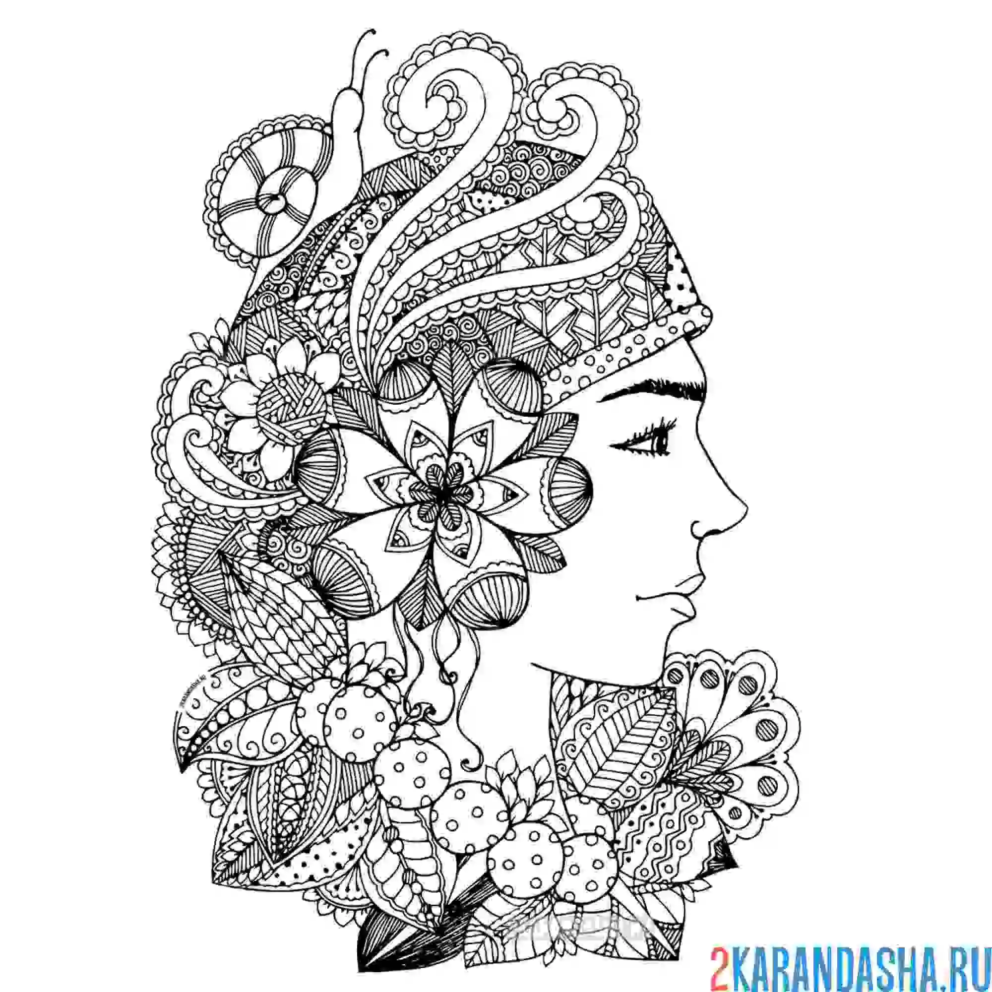 Раскраска девушка винтаж