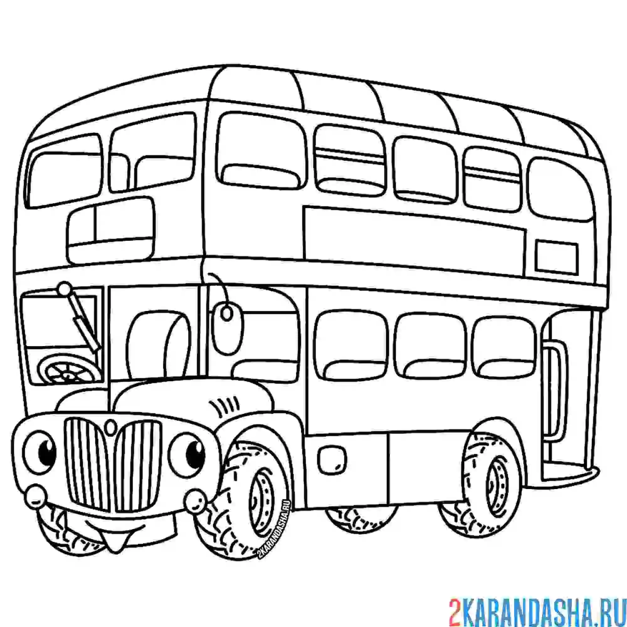 Раскраска лондонский двухэтажный автобус
