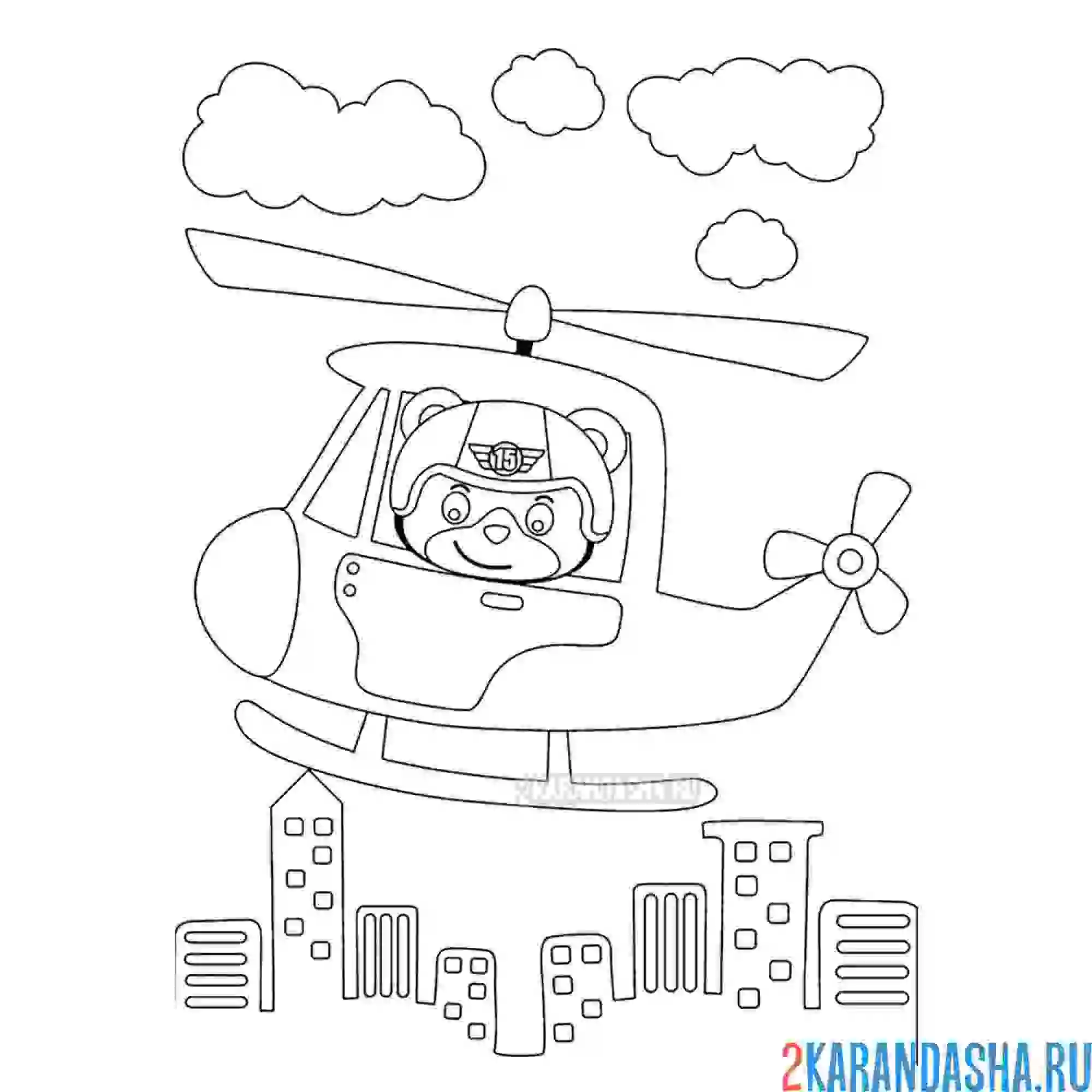 Раскраска картинка вертолет