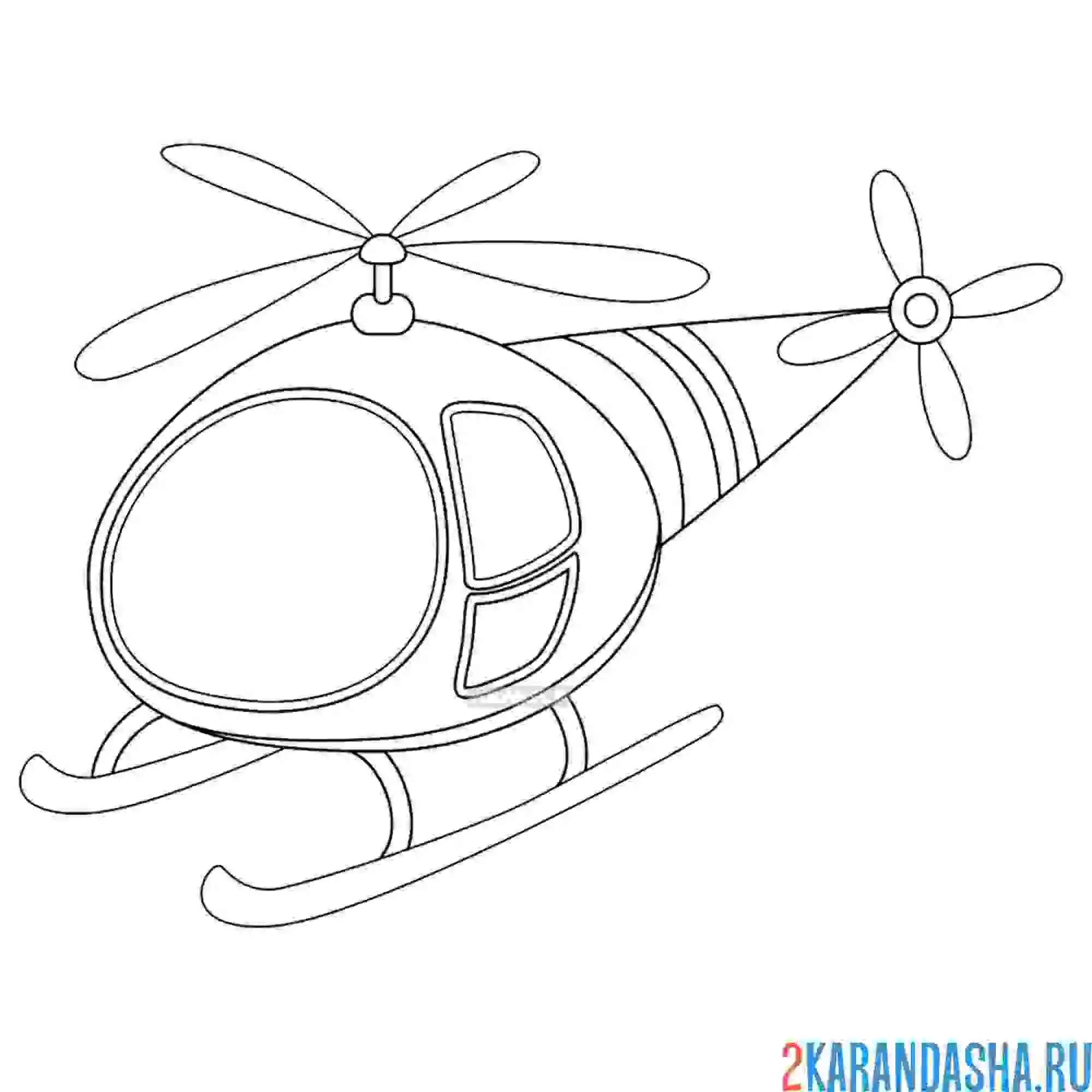 Раскраска вертолет с пропеллером