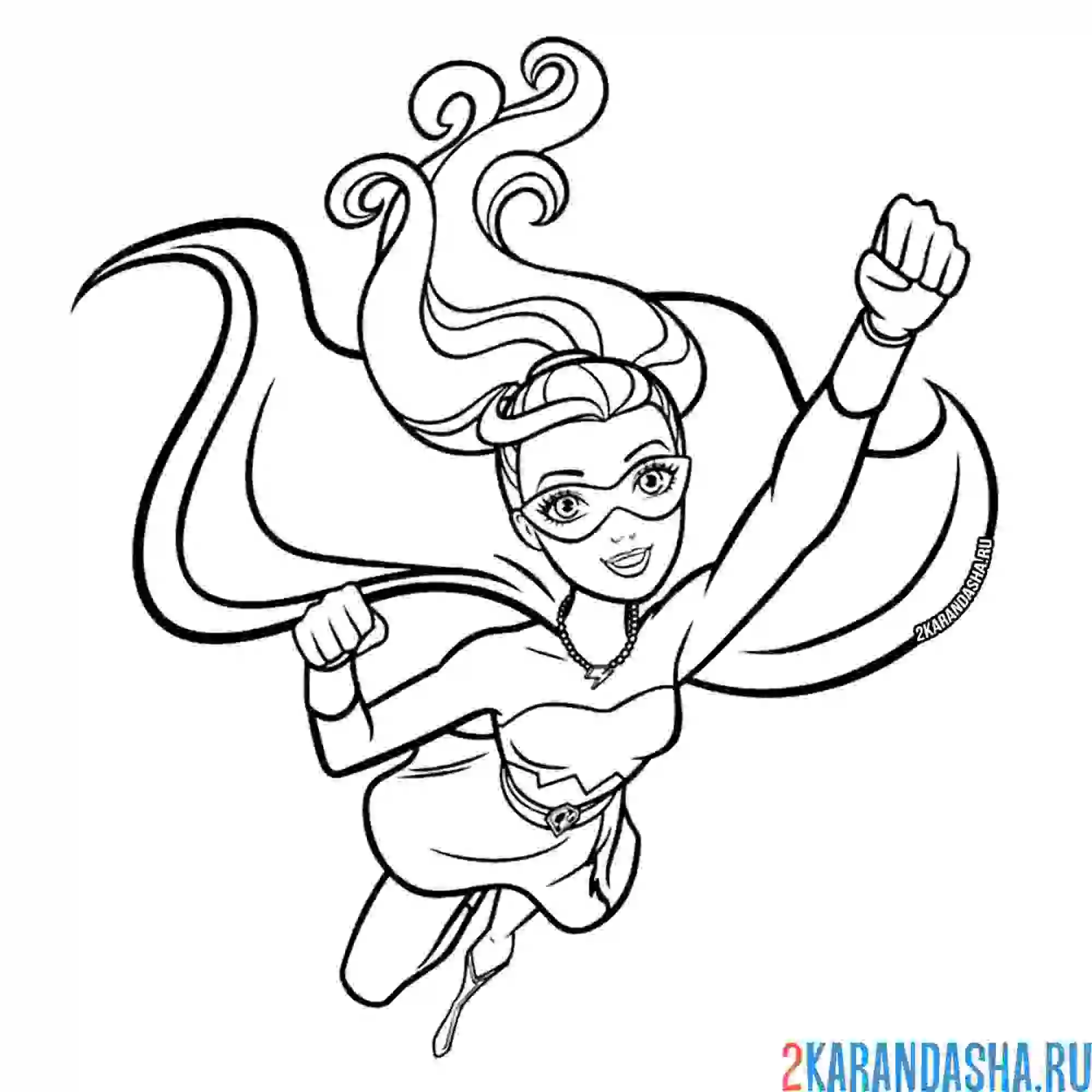 Раскраска барби супер-принцесса герой в полете