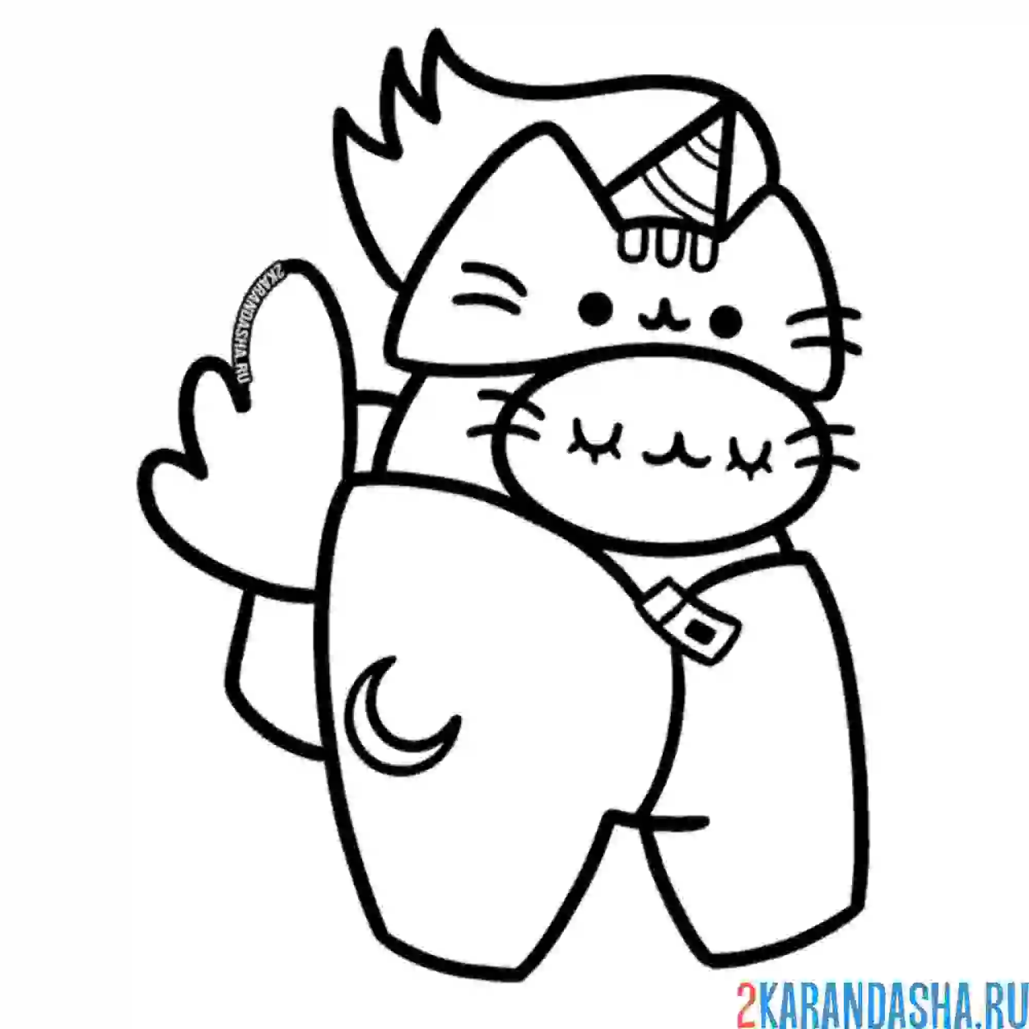 Раскраска амонг ас кот пушин единорог