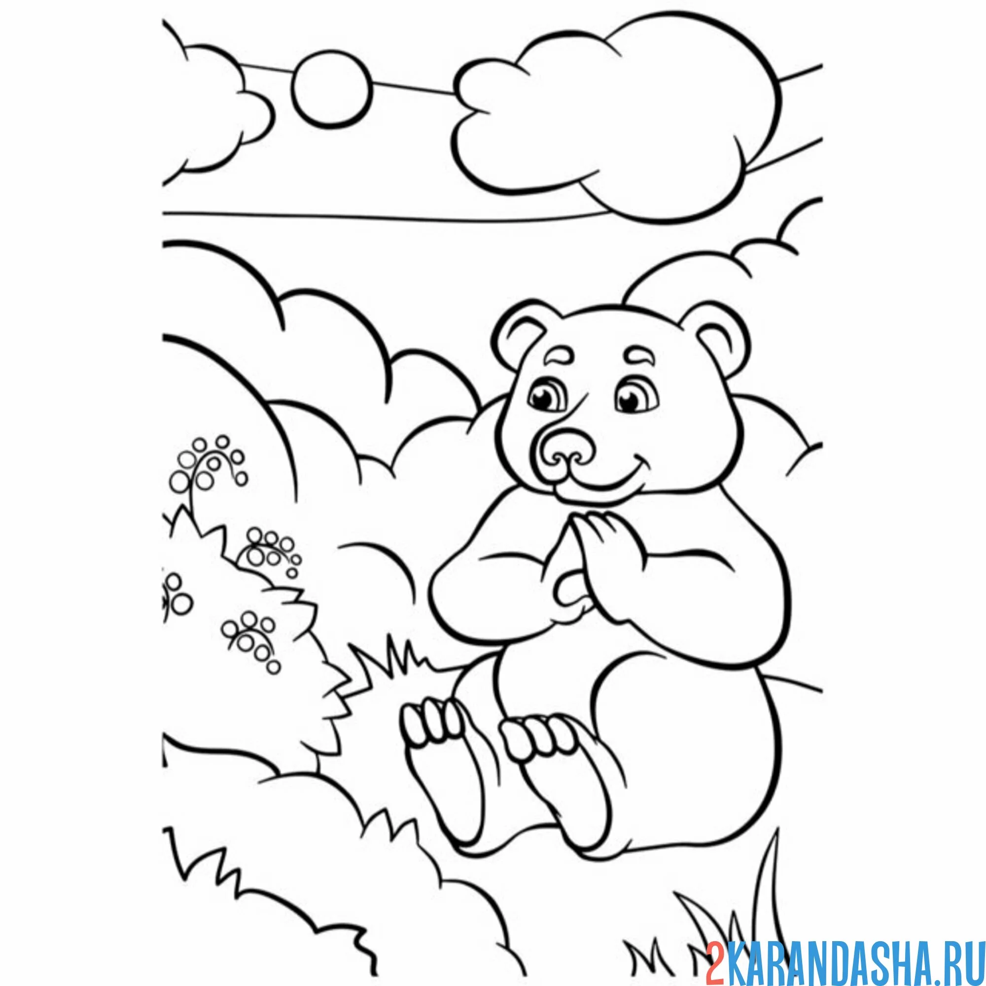 Раскраска мишка в ягодах