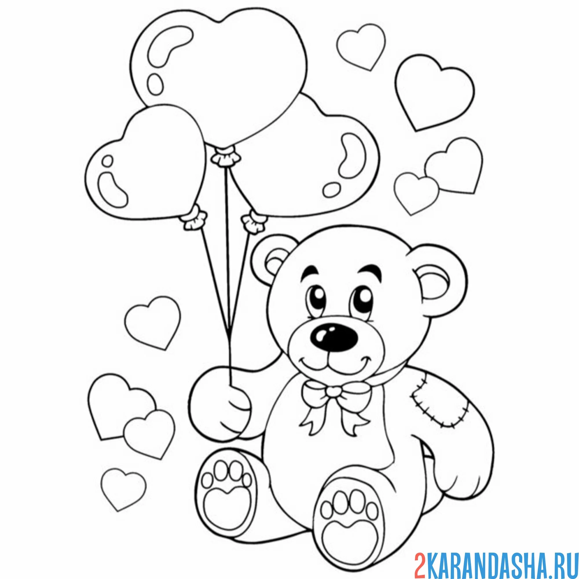 Раскраска воздушные шары мишки