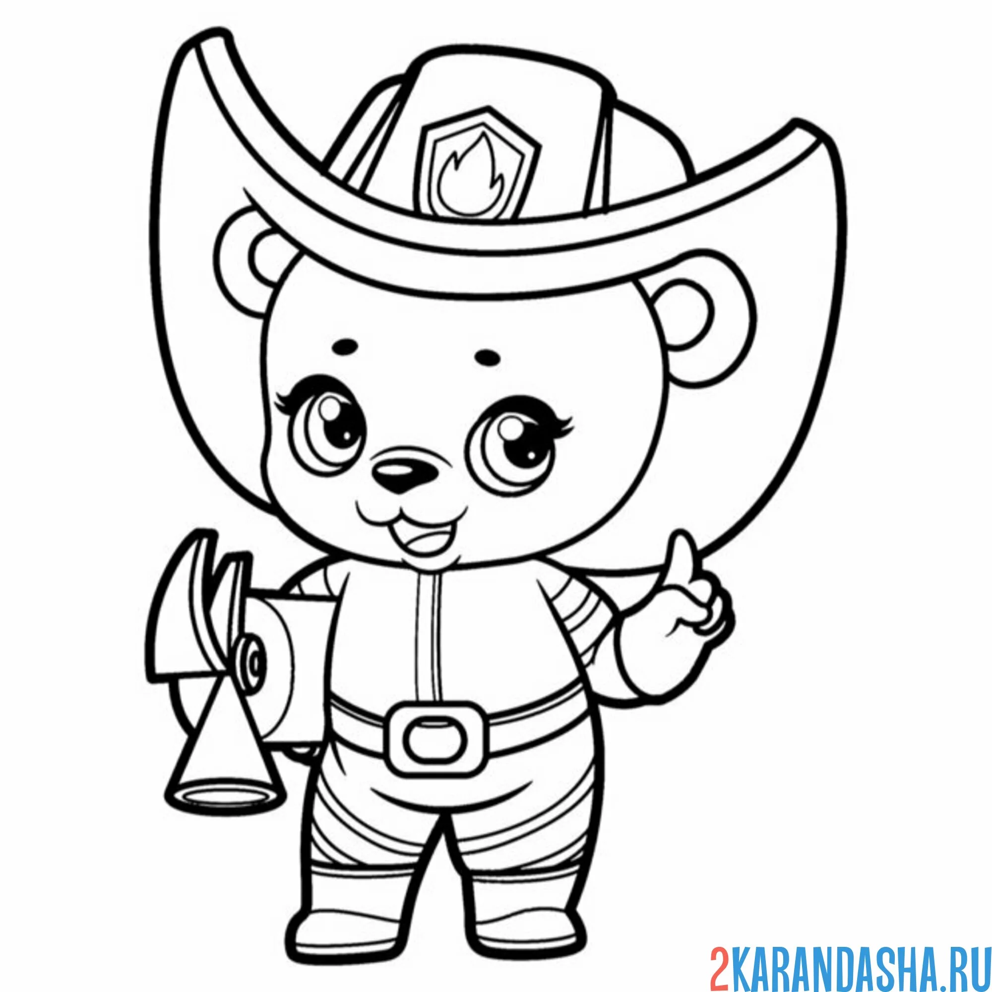 Раскраска медведь пожарный