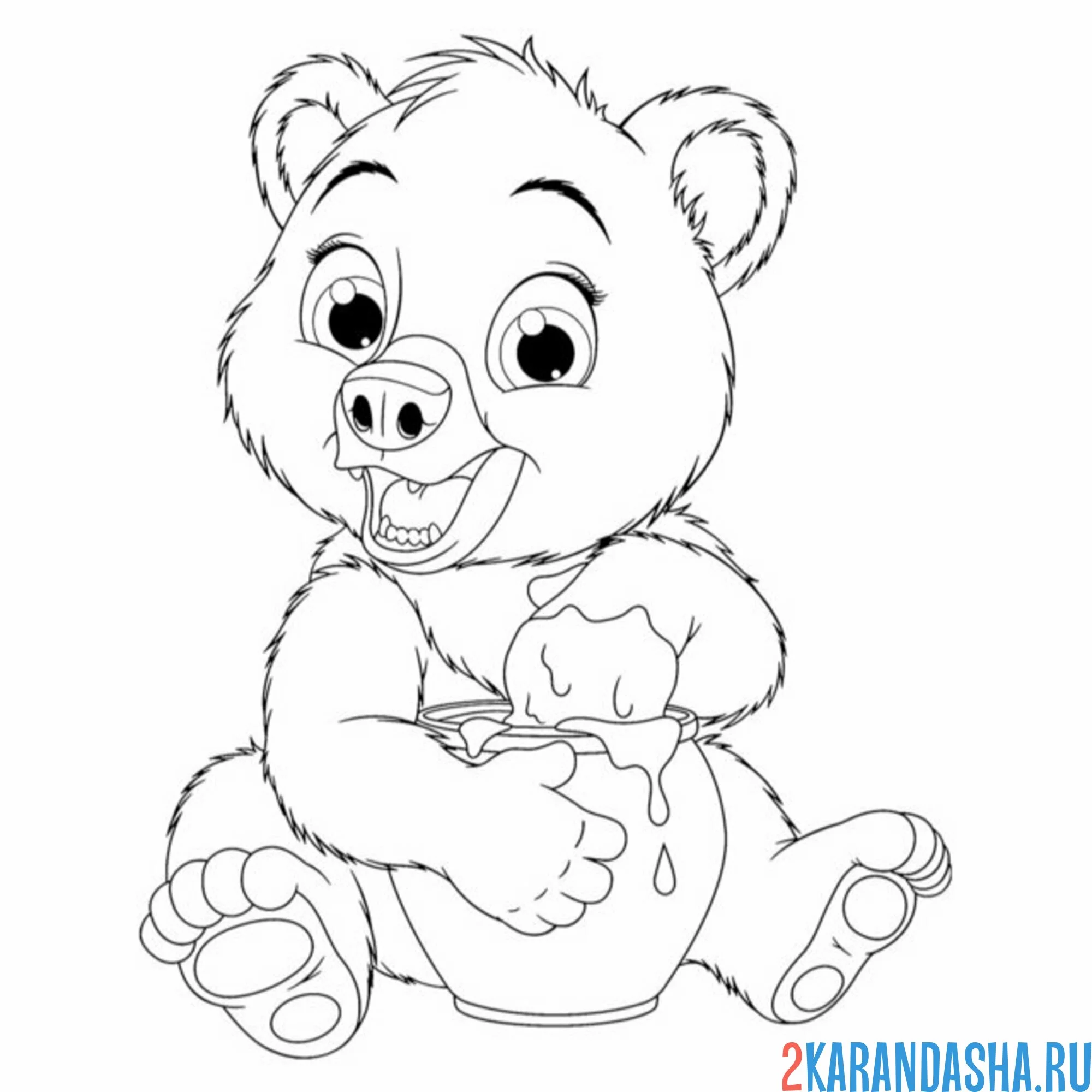 Раскраска медведь лакомство мед