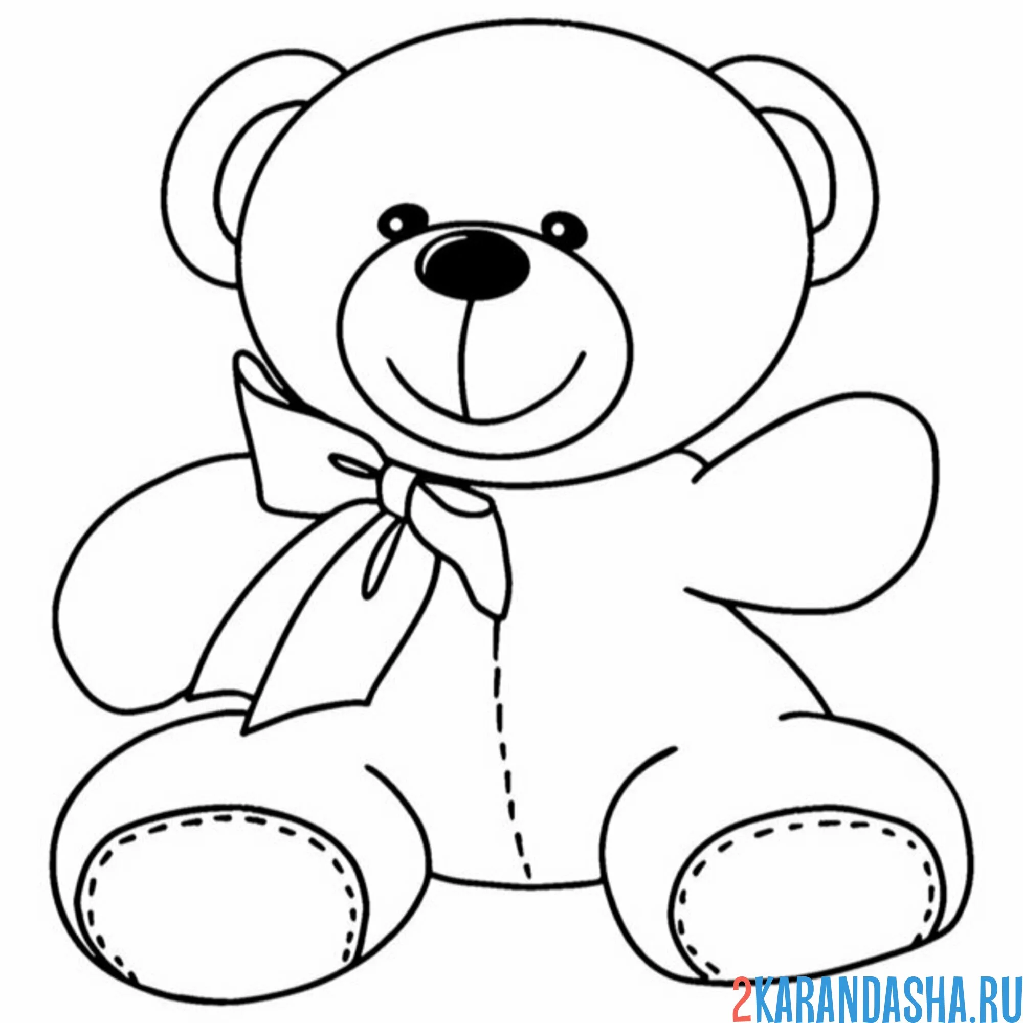 Раскраска плюшевый мишка с бантом