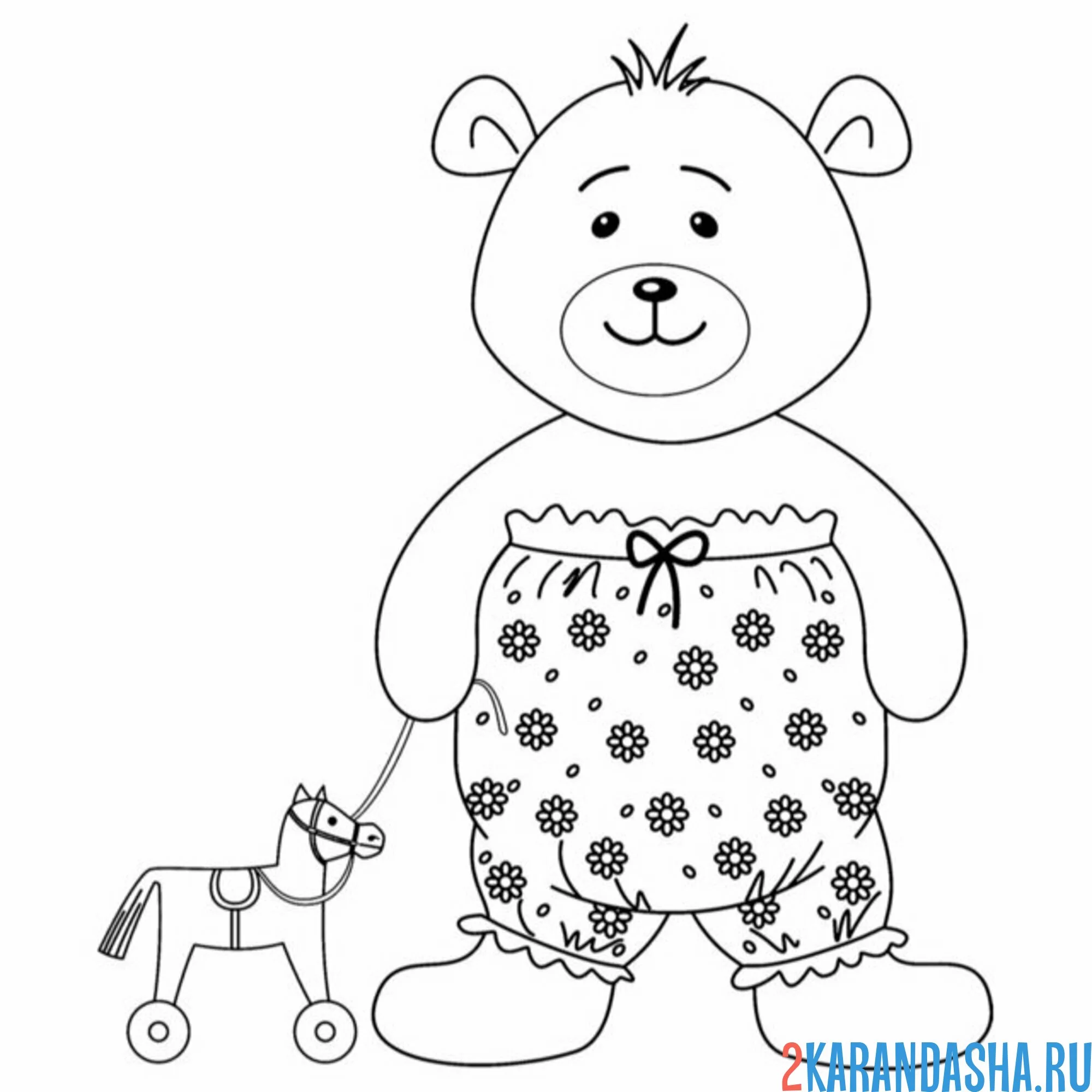 Раскраска мишка в штанах