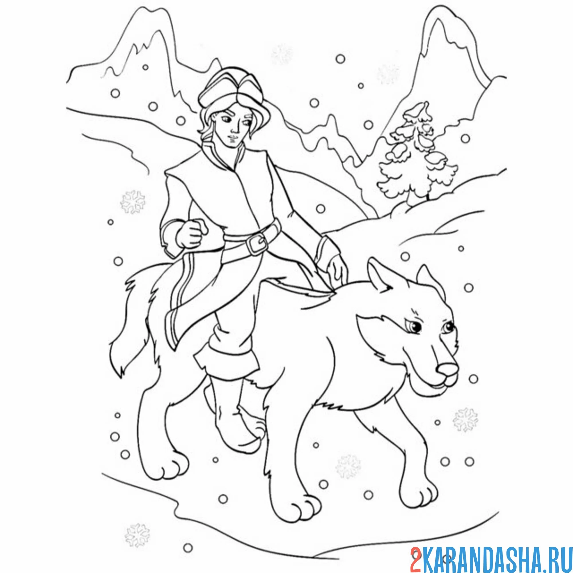 Раскраска иван царевич и волк