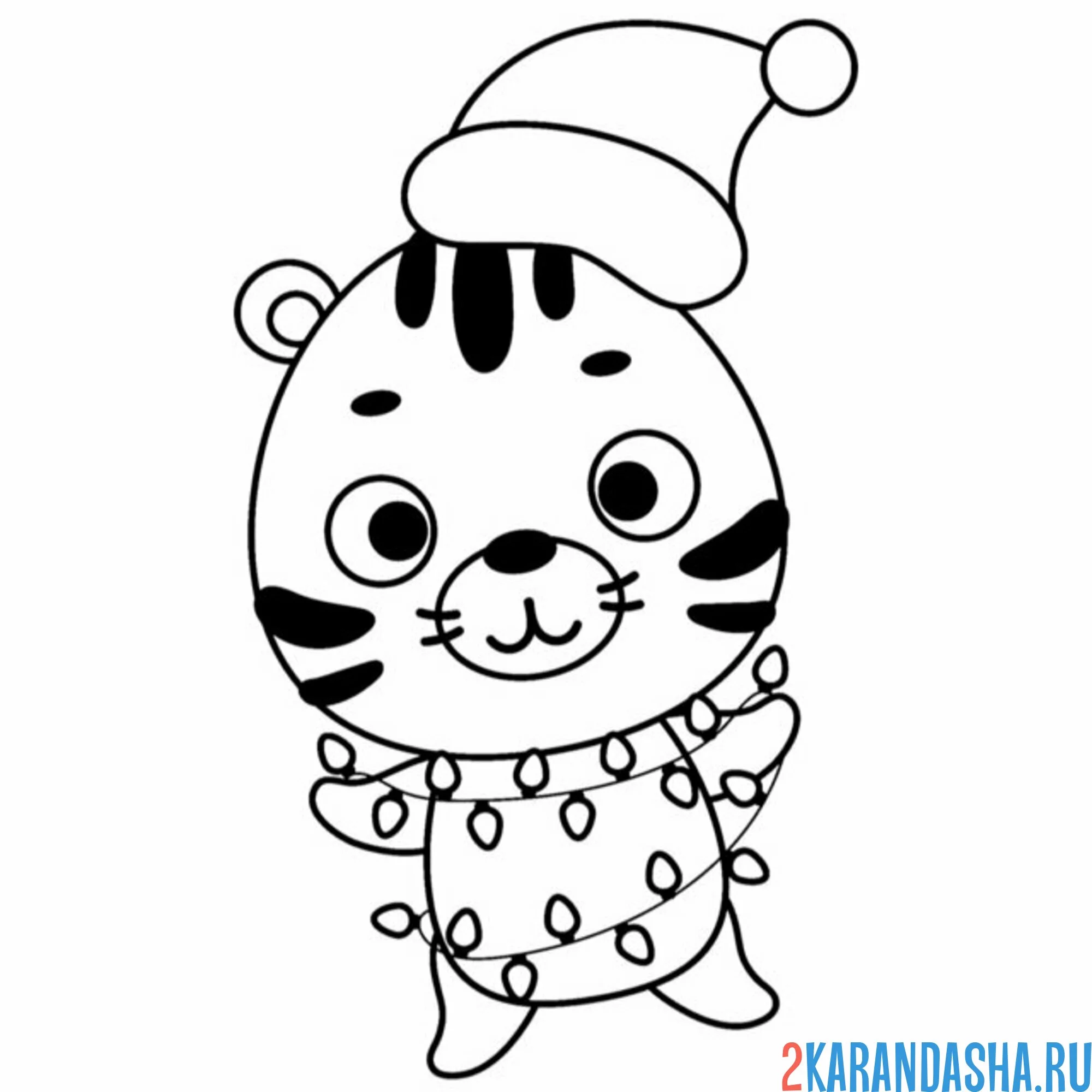 Раскраска тигр и гирлянда