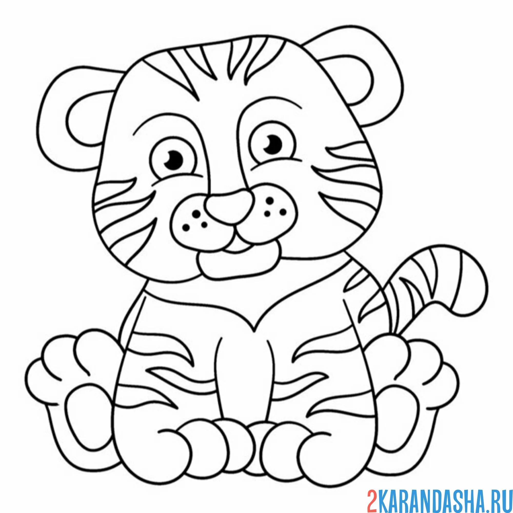 Раскраска тигр нарисованный
