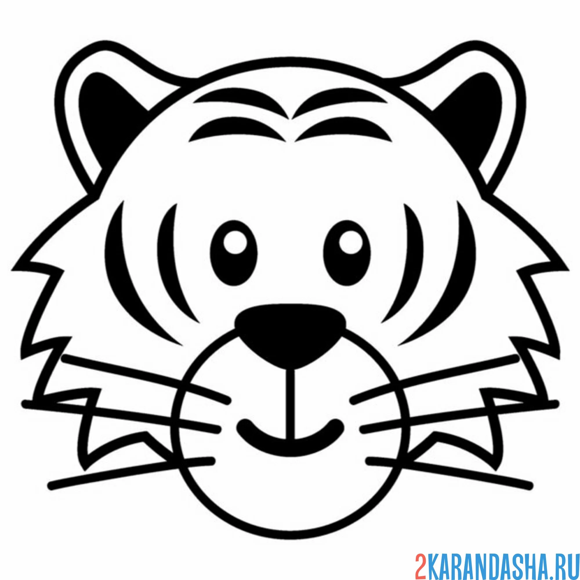 Раскраска простой тигр голова