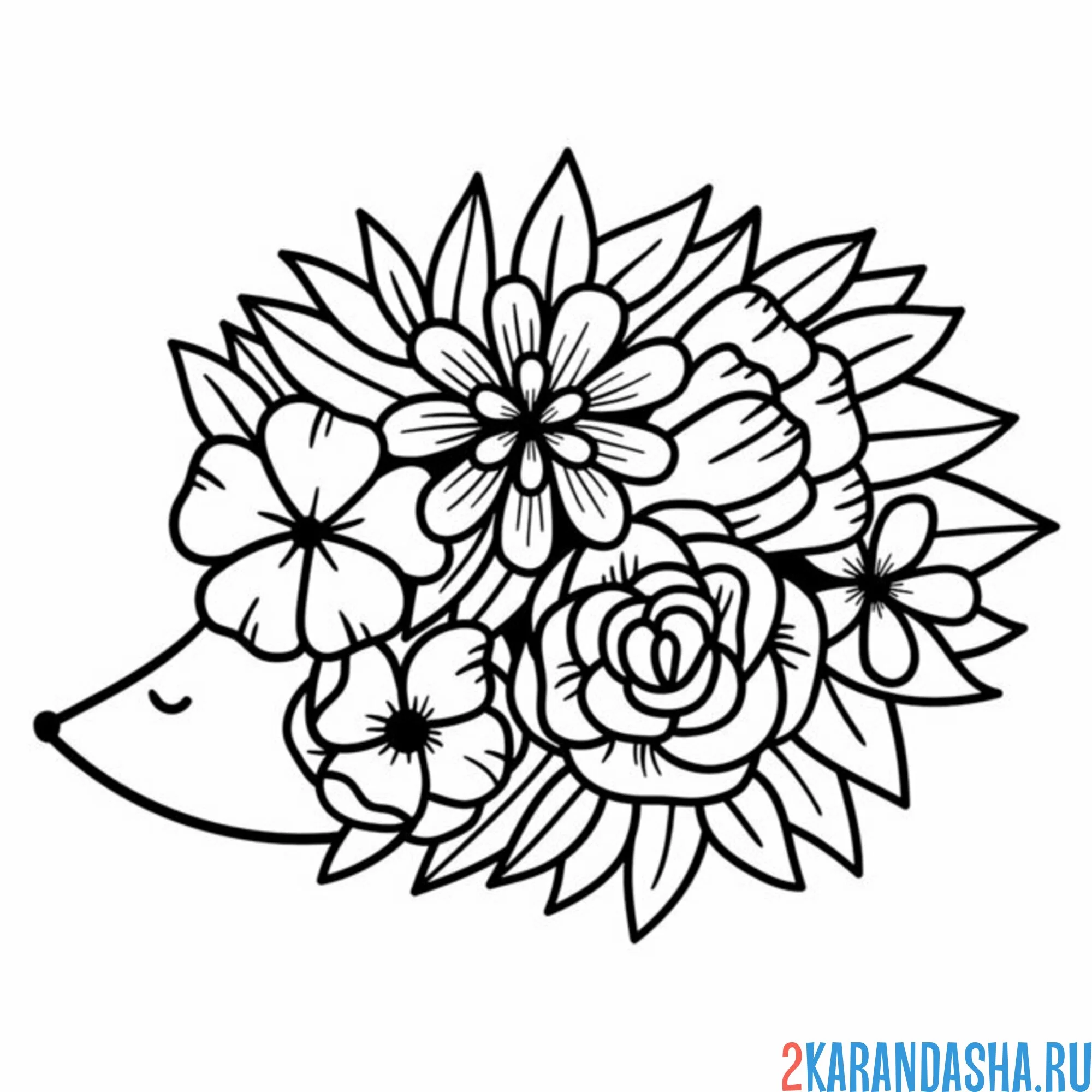 Раскраска ежик иголки из цветов