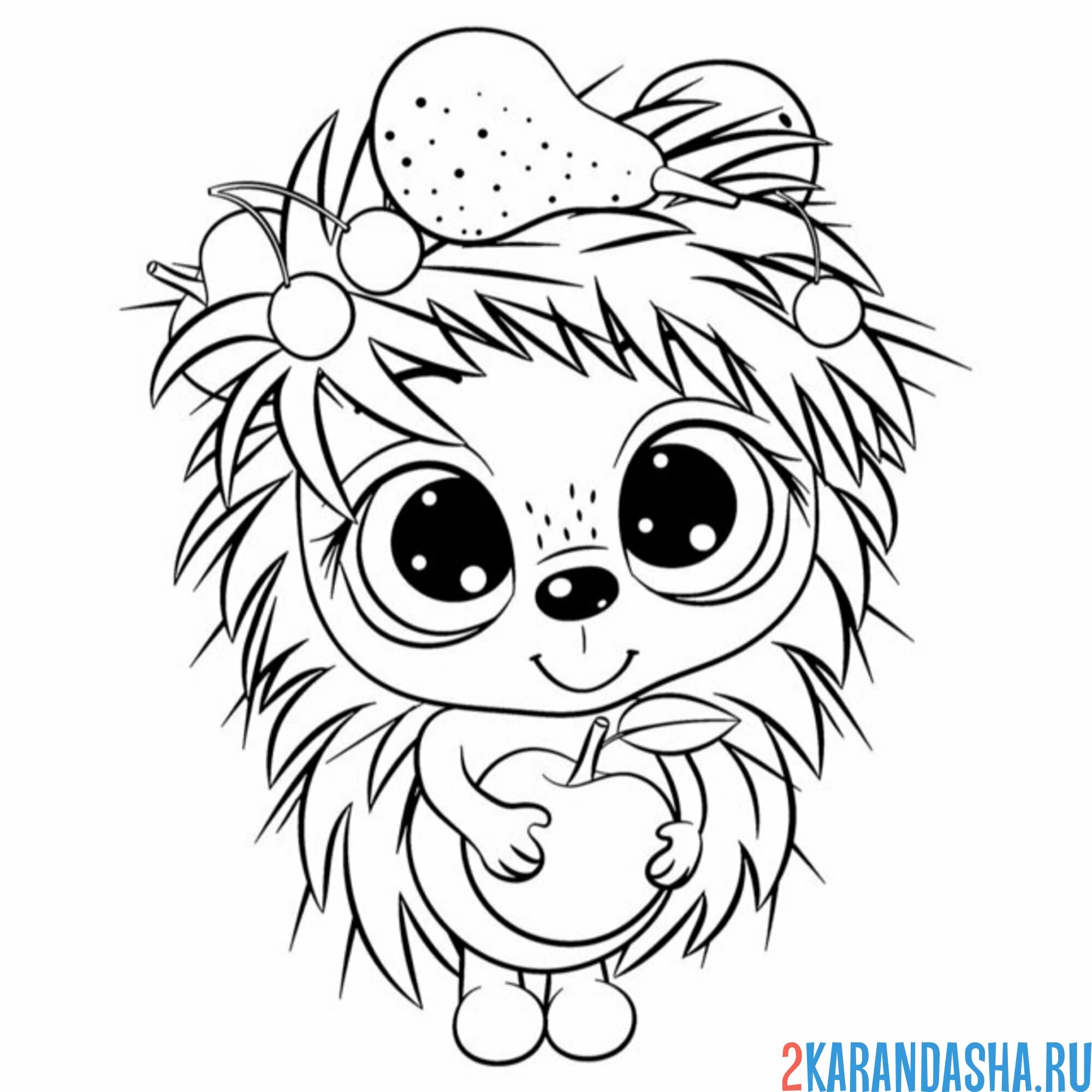 Раскраска ежик милый с грушей