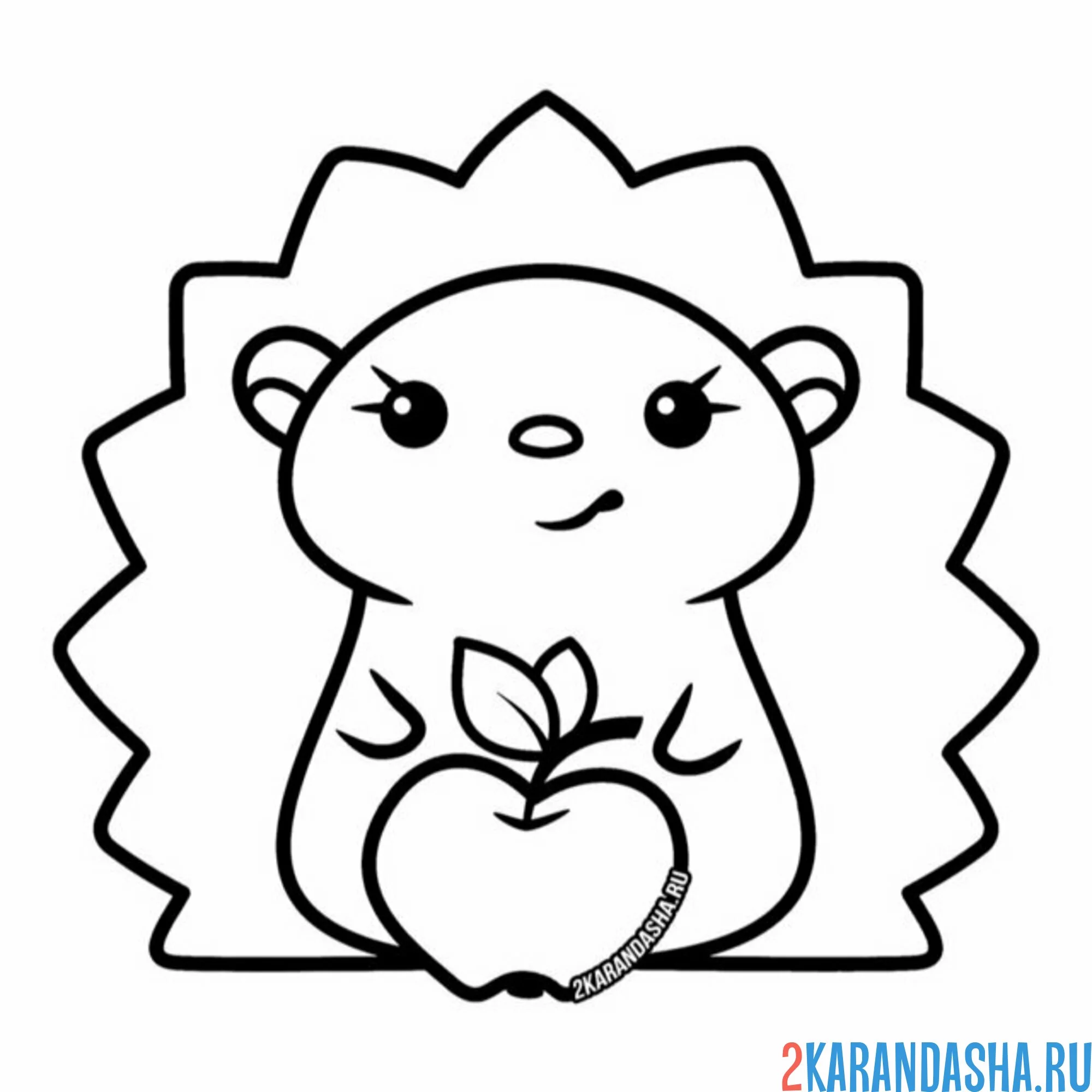 Раскраска ежик и яблоко