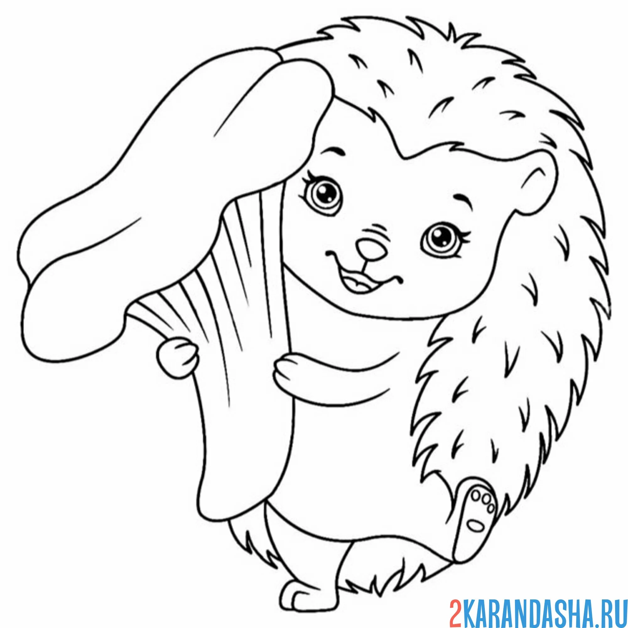 Раскраска ежик и гриб лисичка