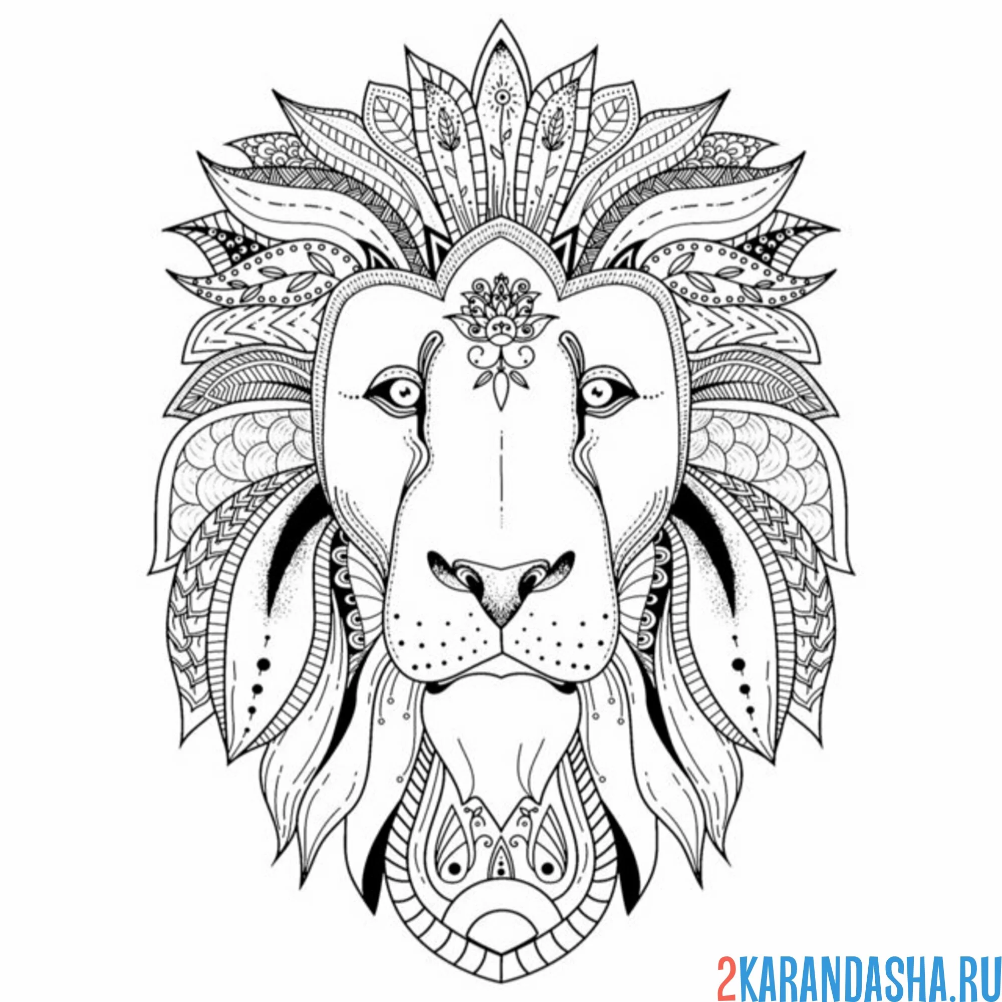 Раскраска узоры антистресс лев