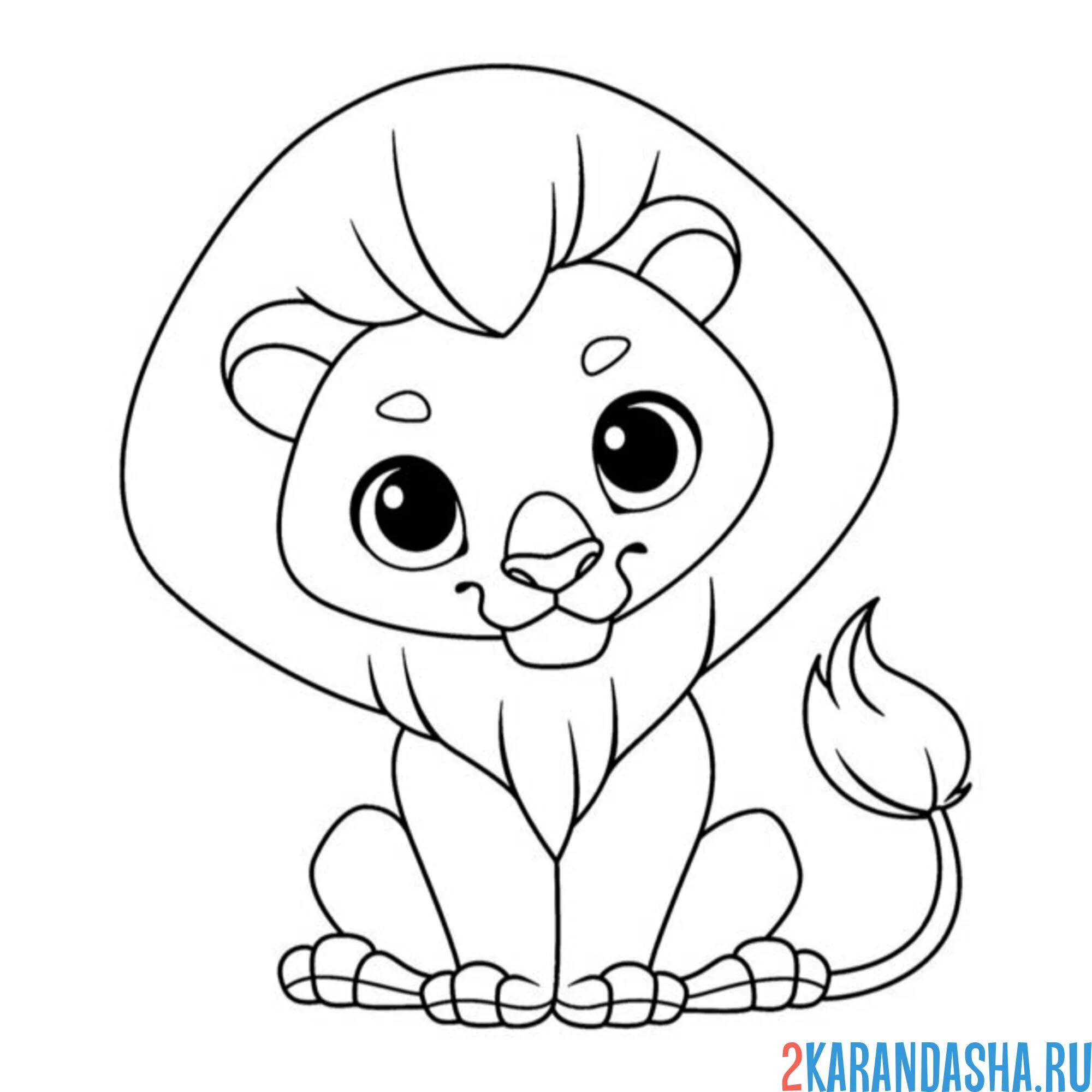 Раскраска лев слушает