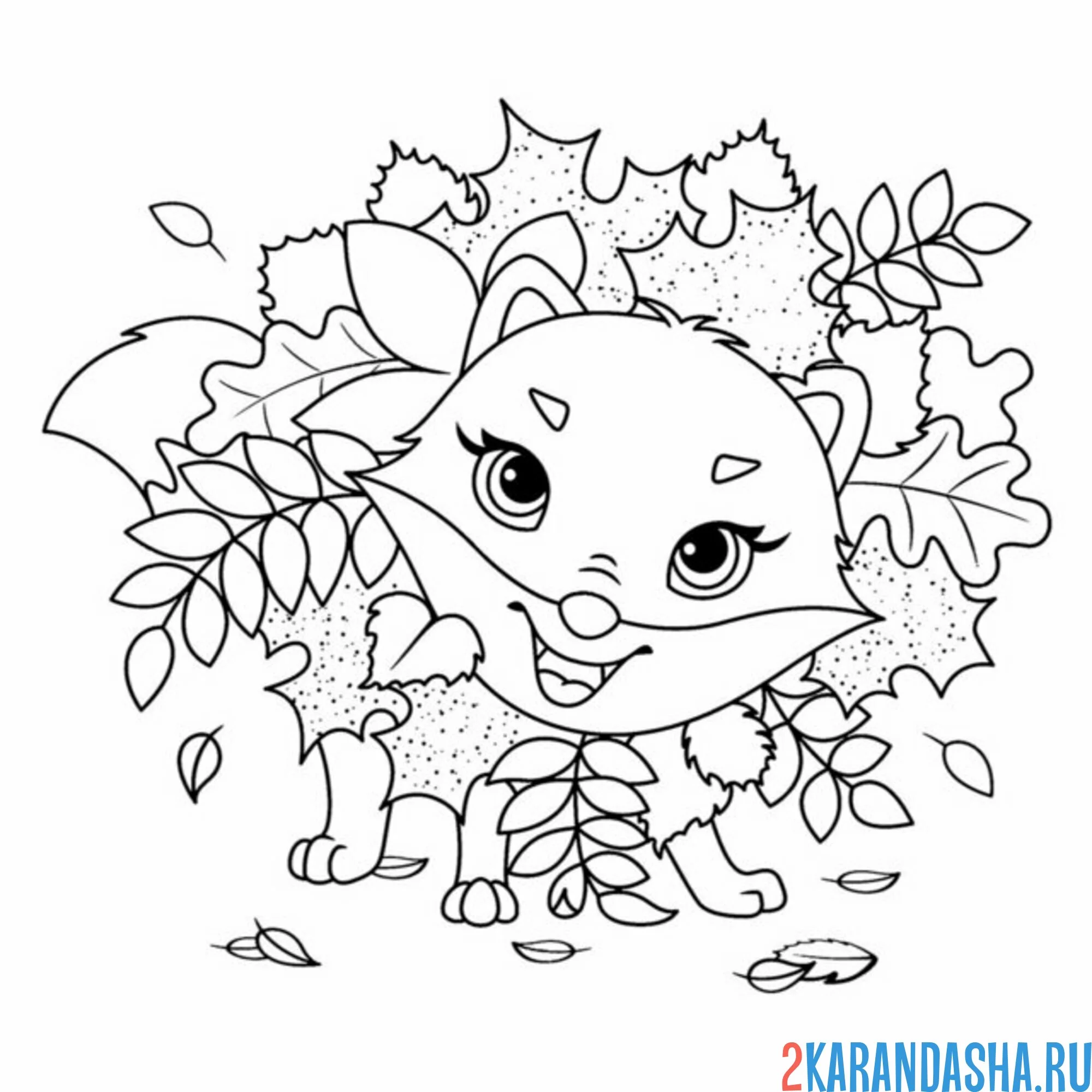 Раскраска лиса осенние мотивы