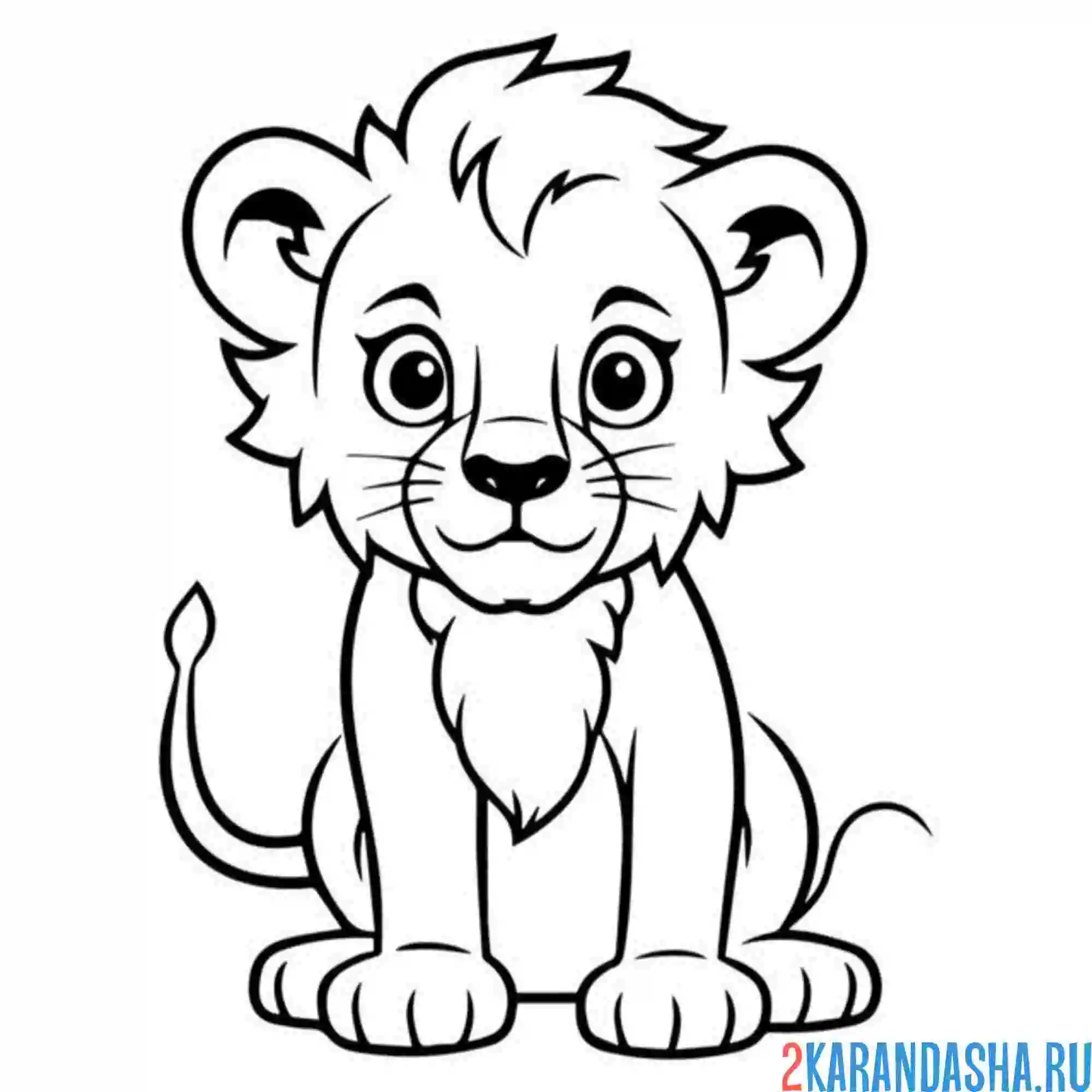 Раскраска львенок учится охотиться