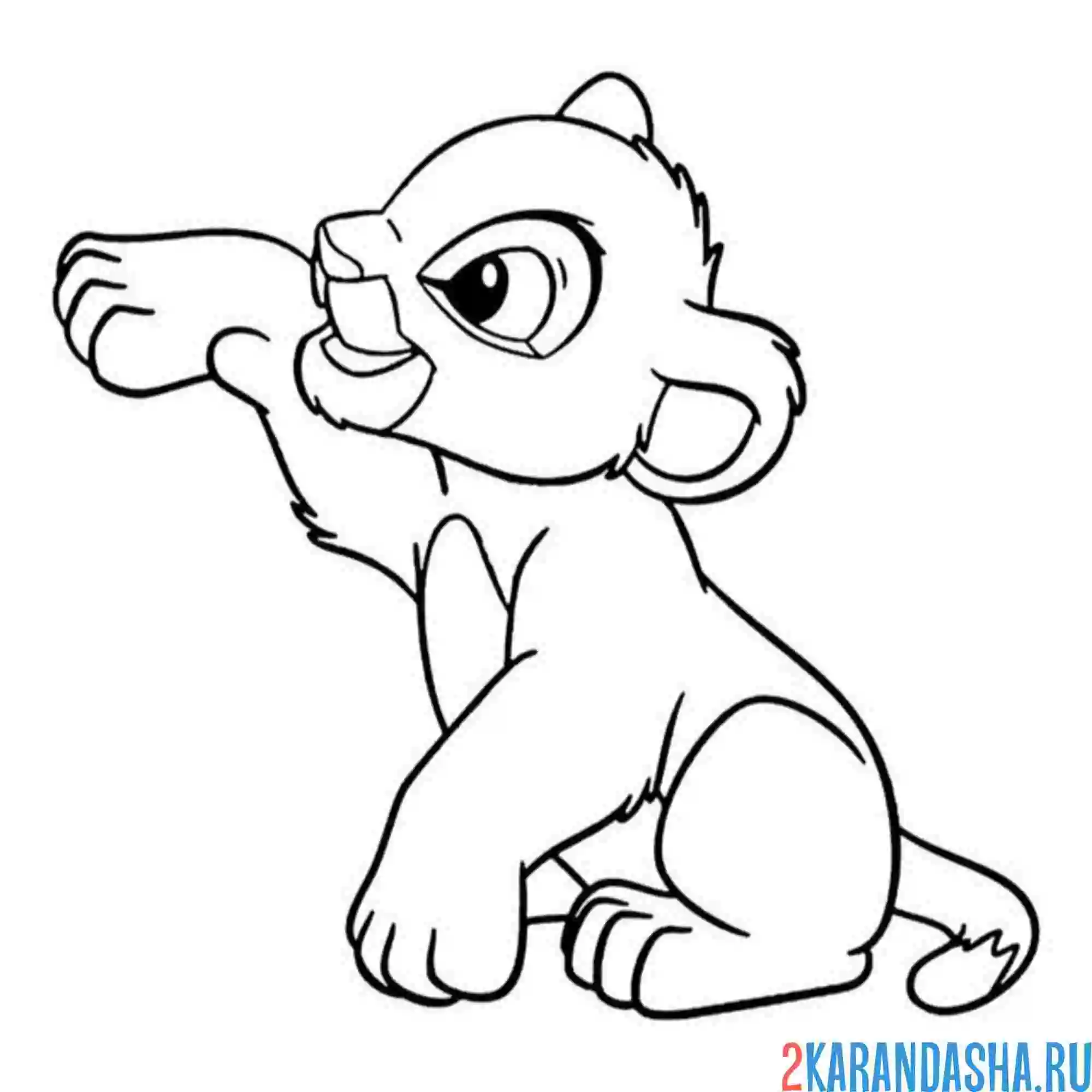 Раскраска львенок игривый