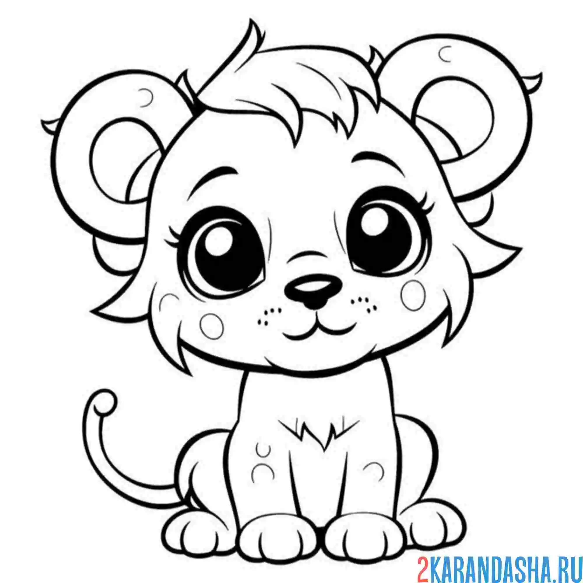 Раскраска львенок будущий охотник