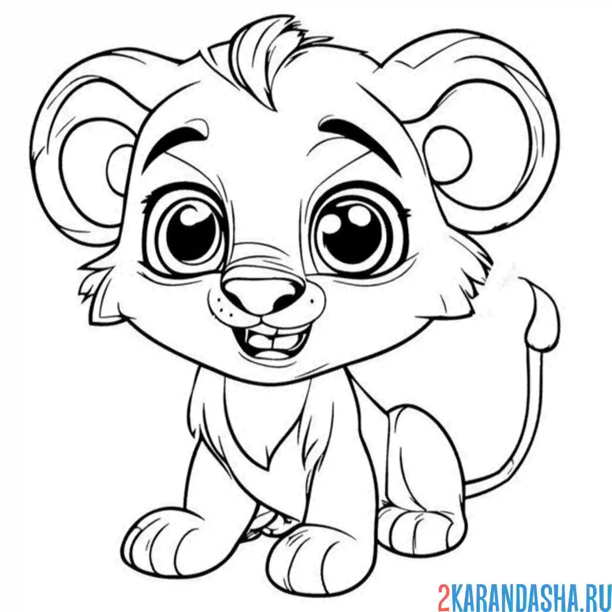 Раскраска львенок большие глаза