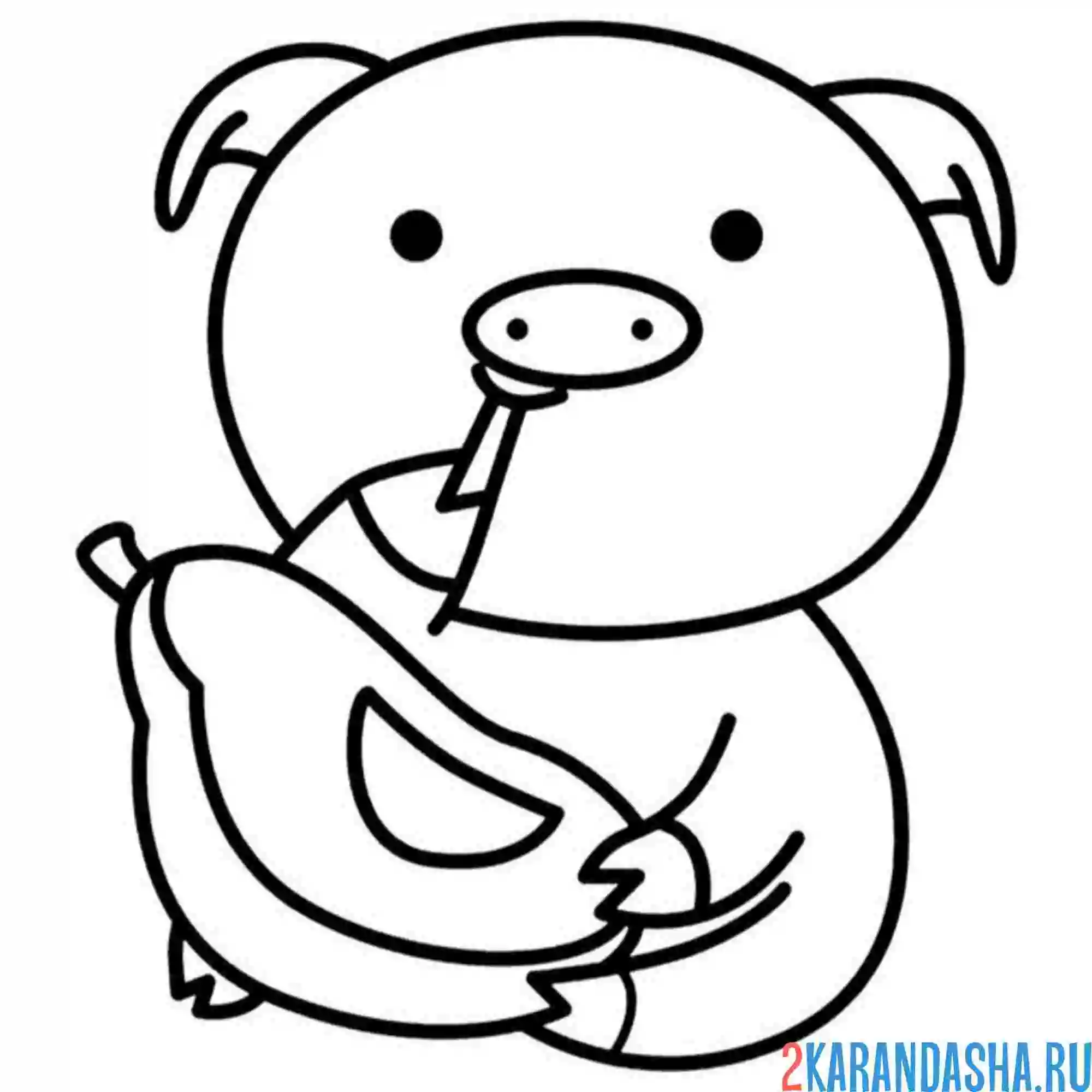 Раскраска хрюшка ест авокадо