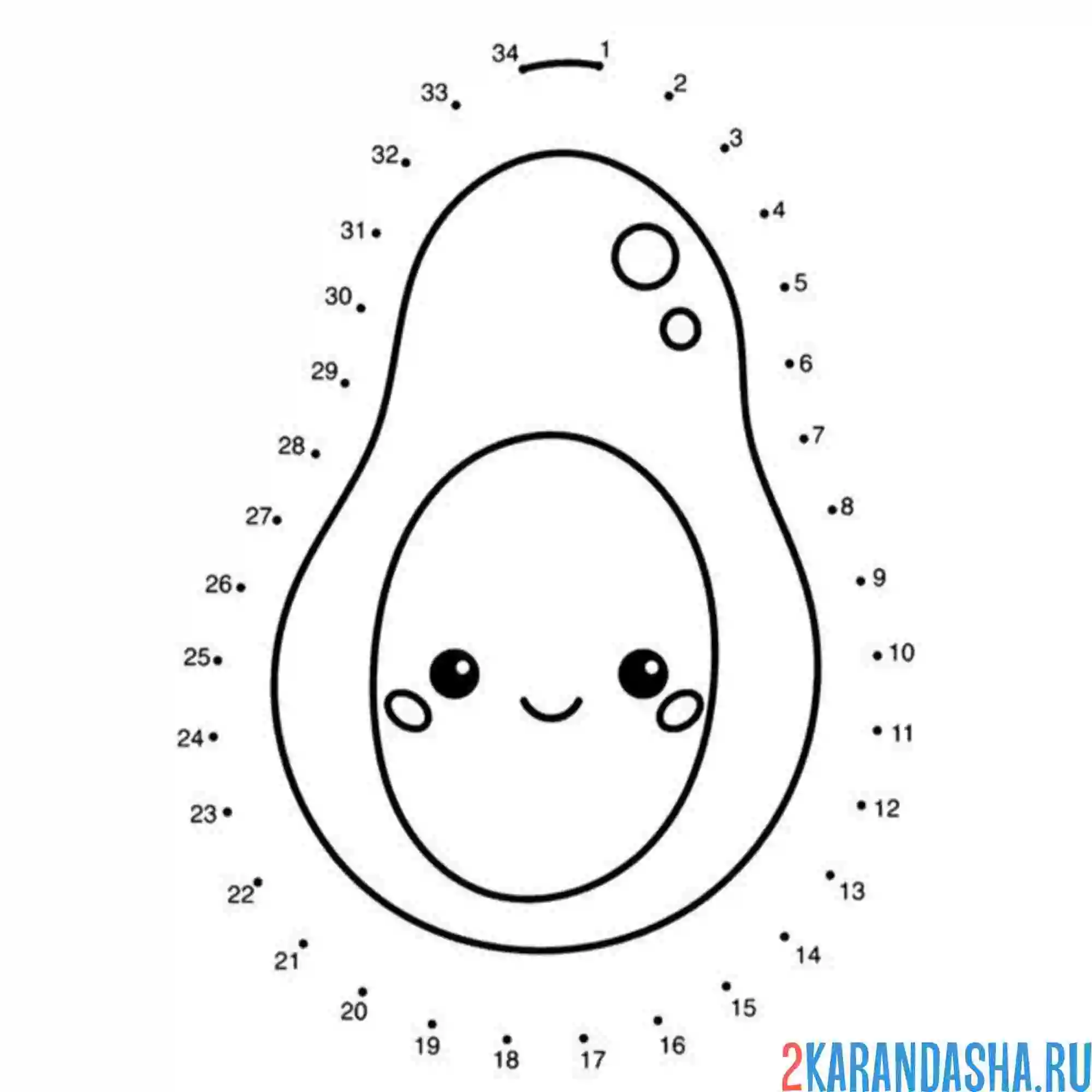 Раскраска авокадо по номерам