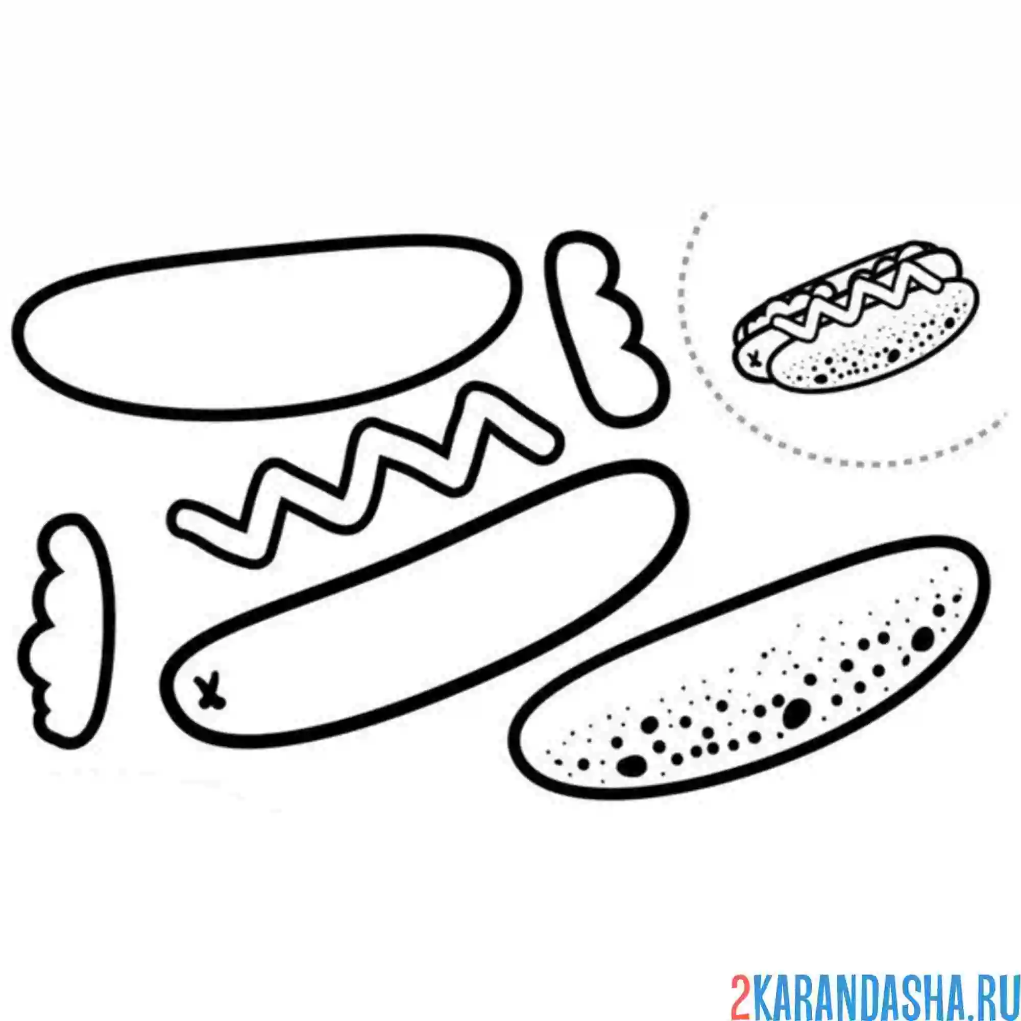 Раскраска раскрась, вырежи и склей гамбургер