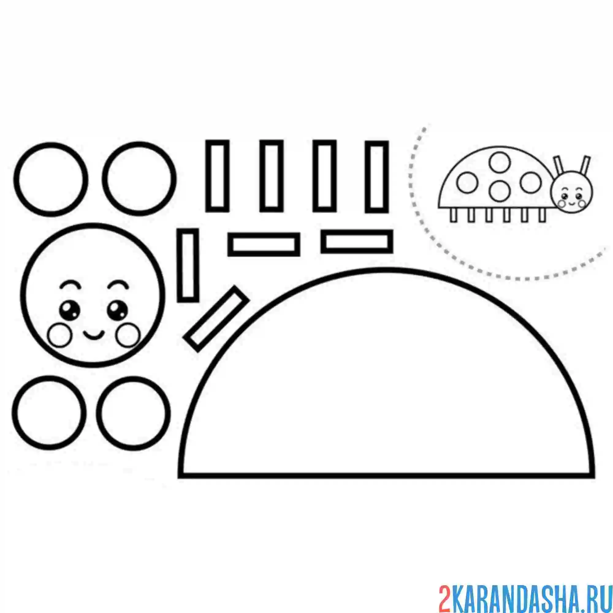 Раскраска раскрась, вырежи и склей божья коровка