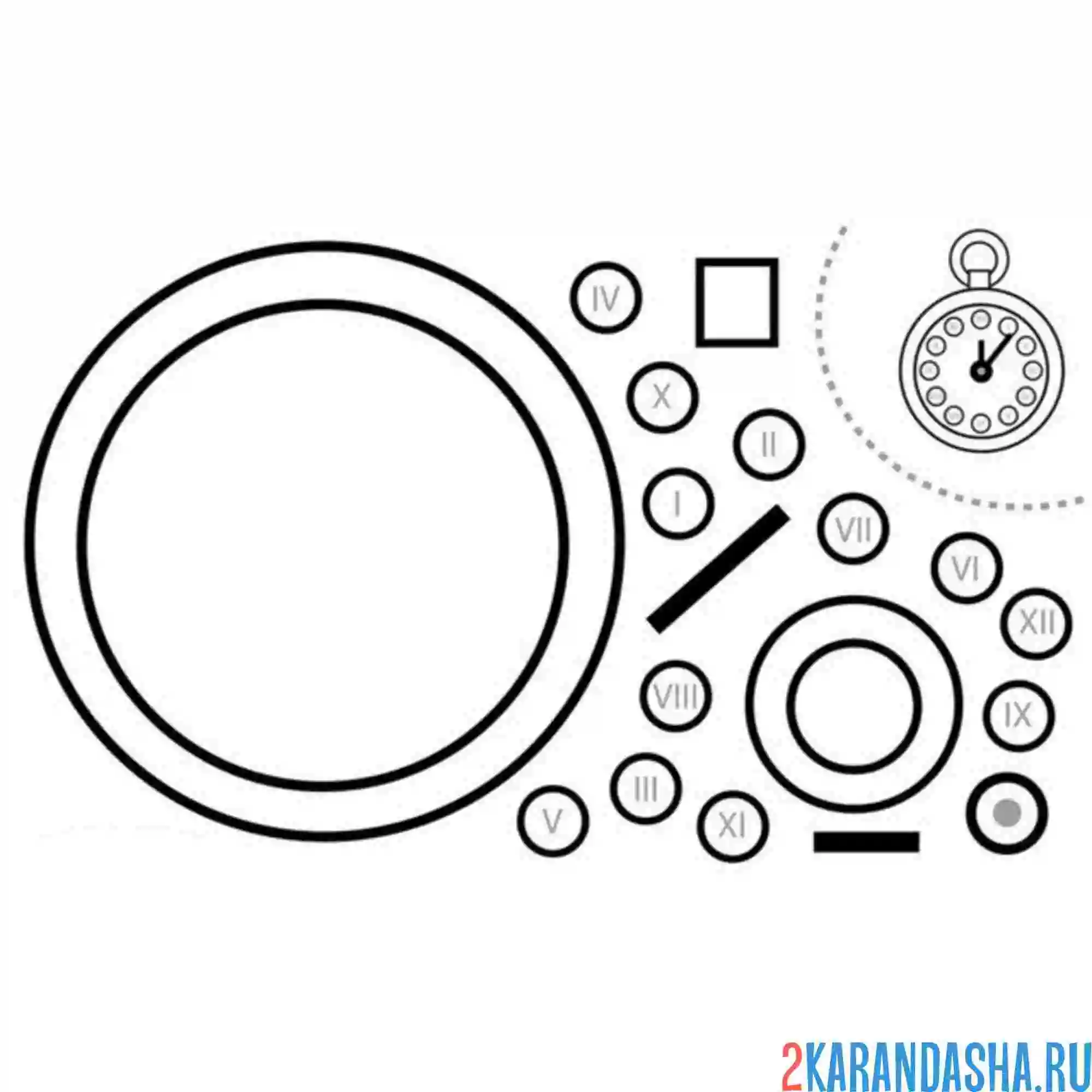 Раскраска раскрась, вырежи и склей часики