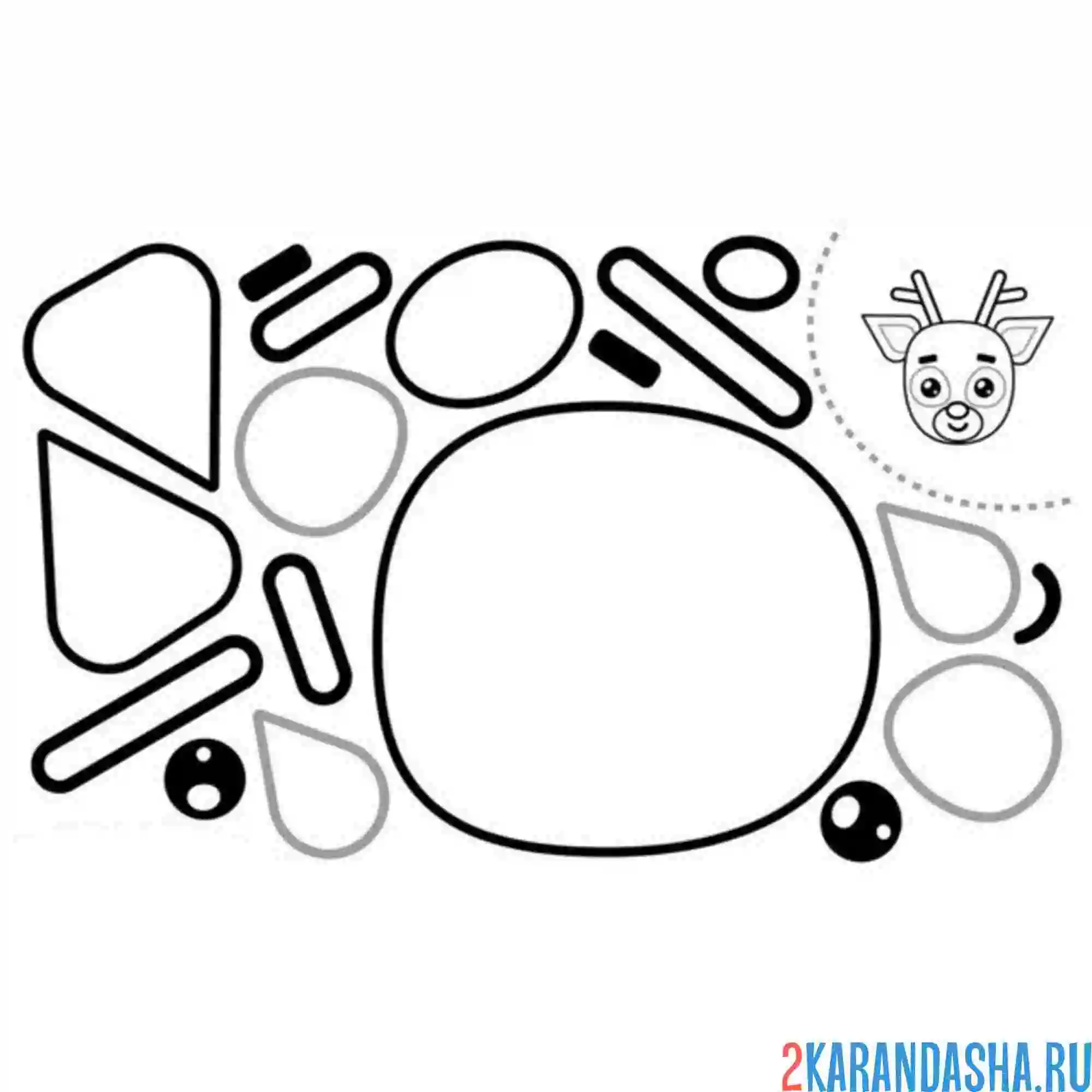 Раскраска раскрась, вырежи и склей голова оленя