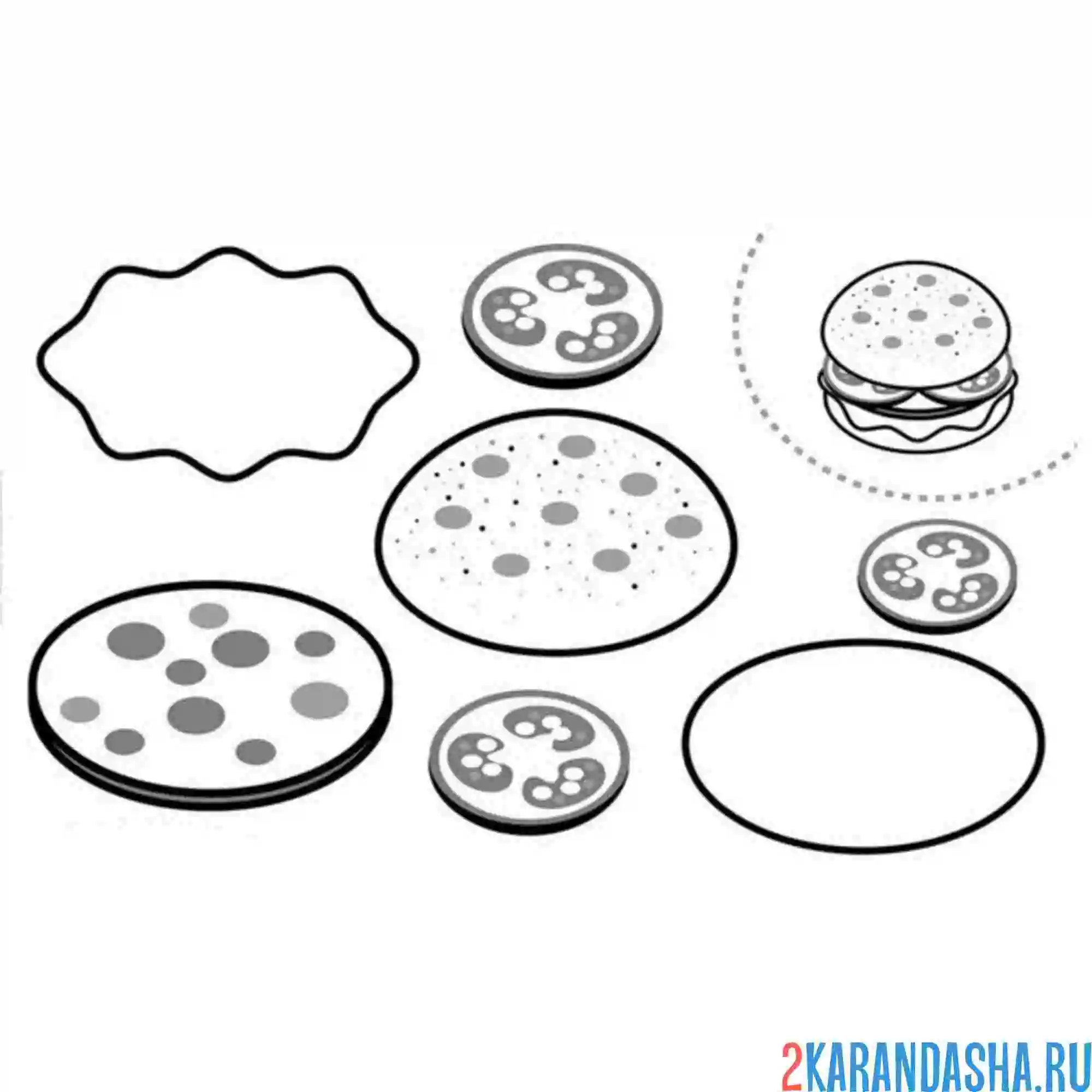 Раскраска раскрась, вырежи и склей бутерброд