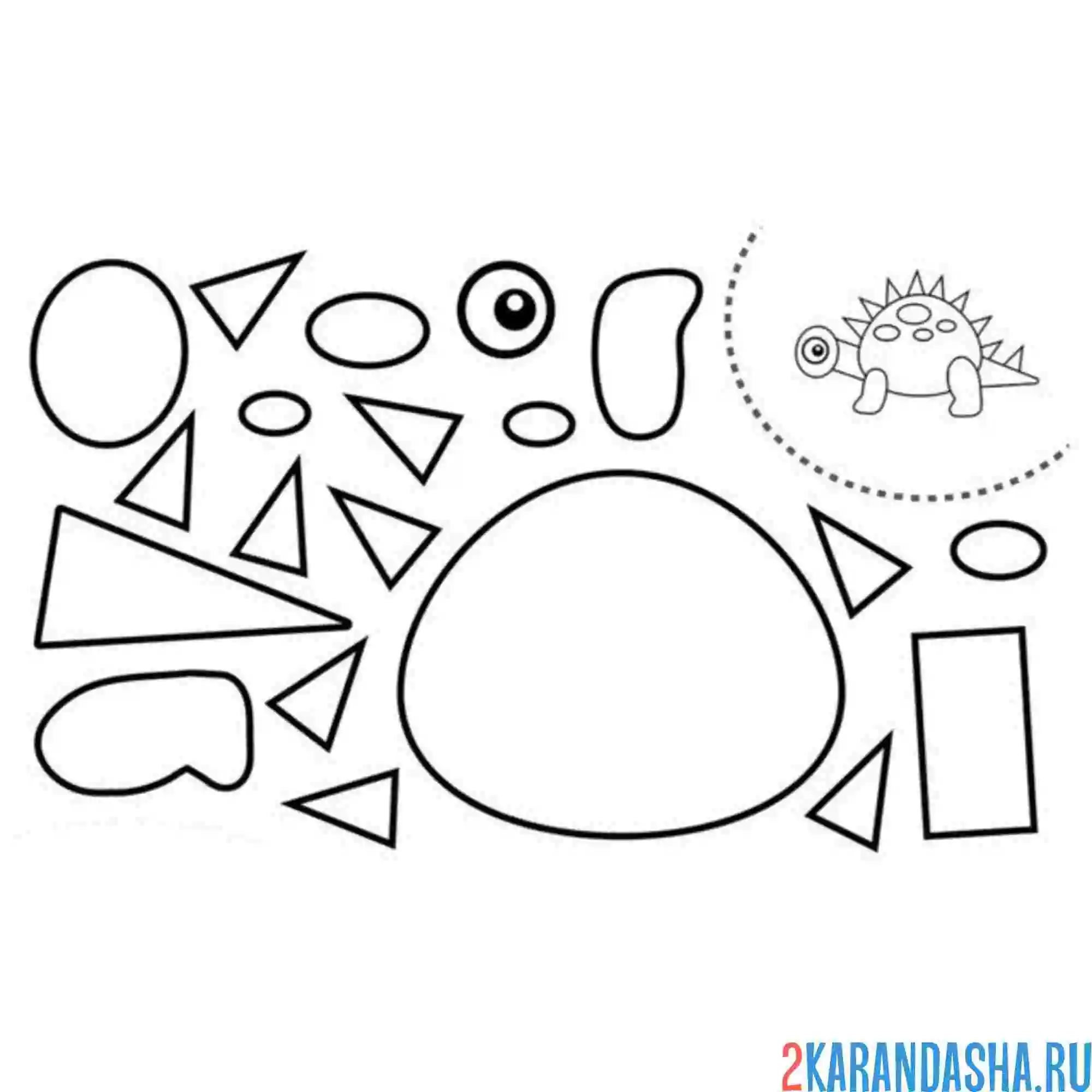 Раскраска раскрась, вырежи и склей динозаврик