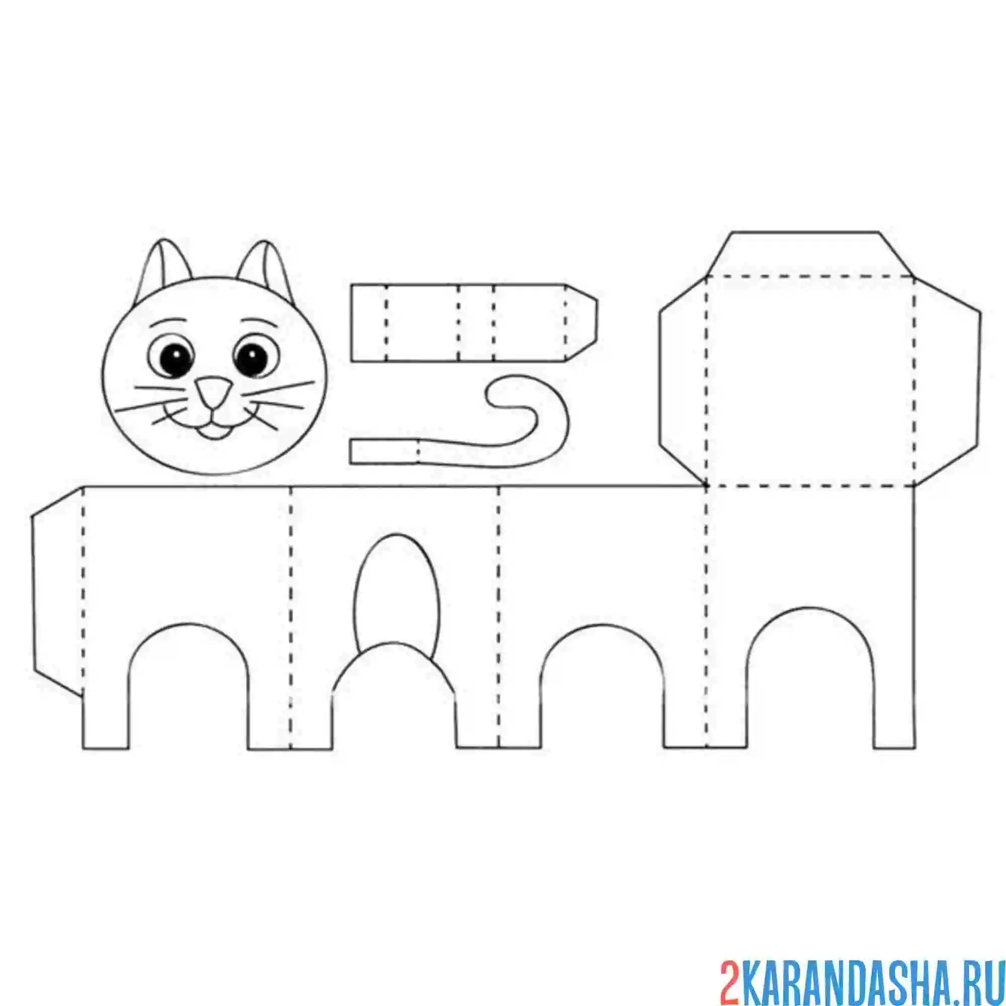 Раскраска раскрась, вырежи и склей котенок