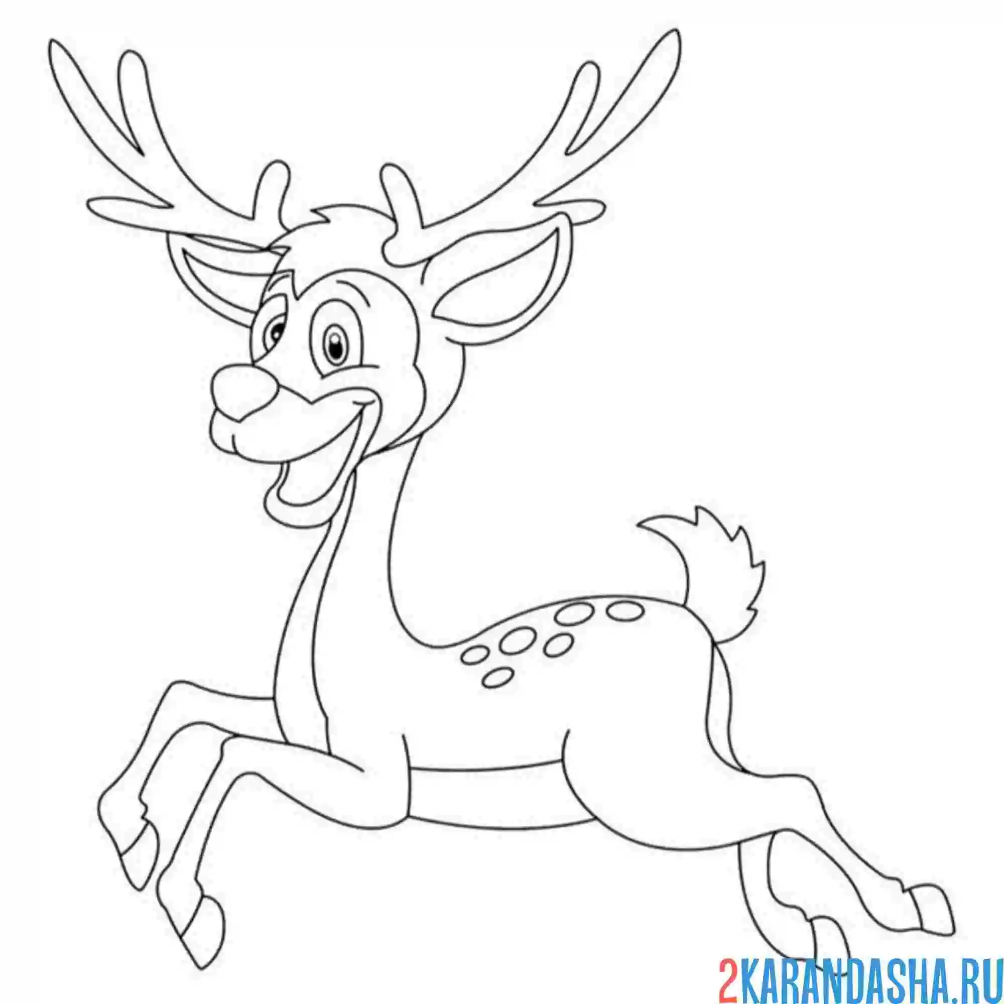 Раскраска олень в прыжке
