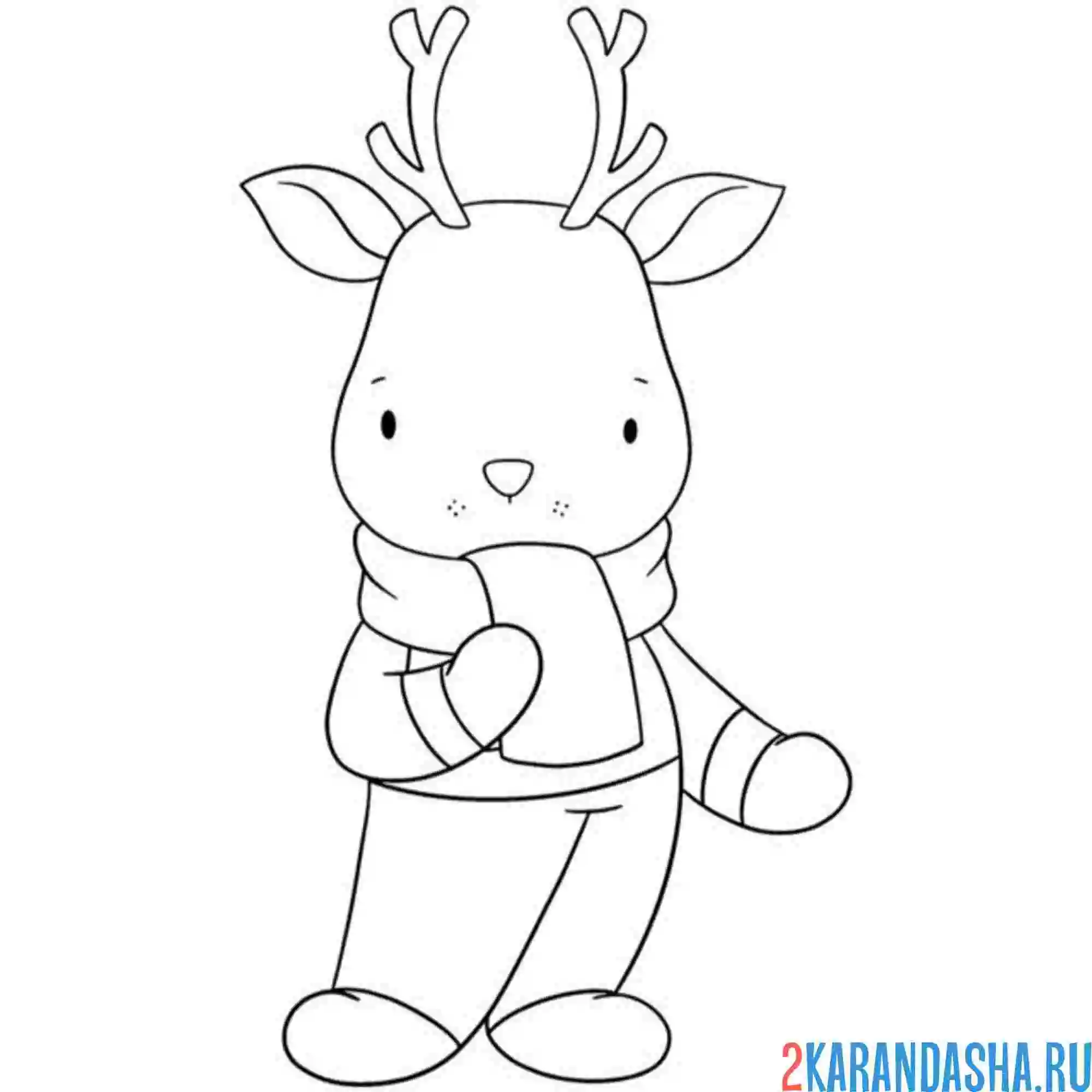 Раскраска олень в шарфе