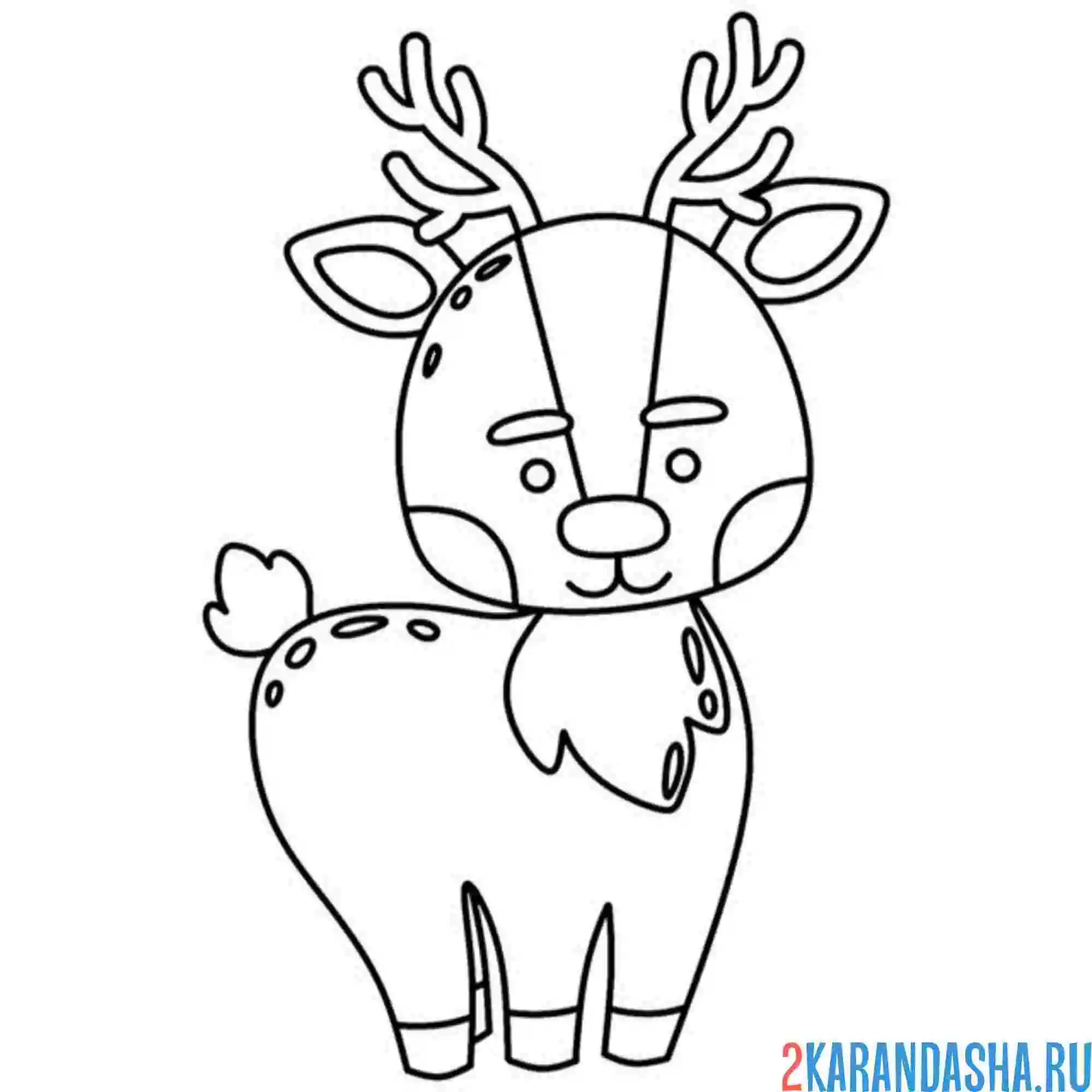 Раскраска олень простой