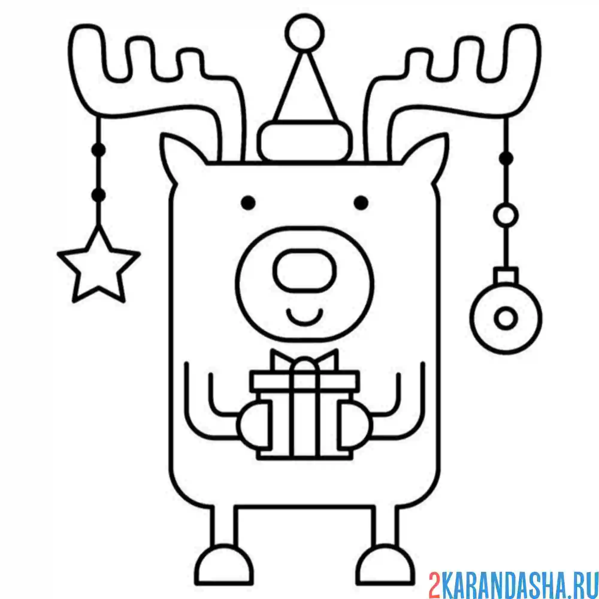 Раскраска олень для срисовки