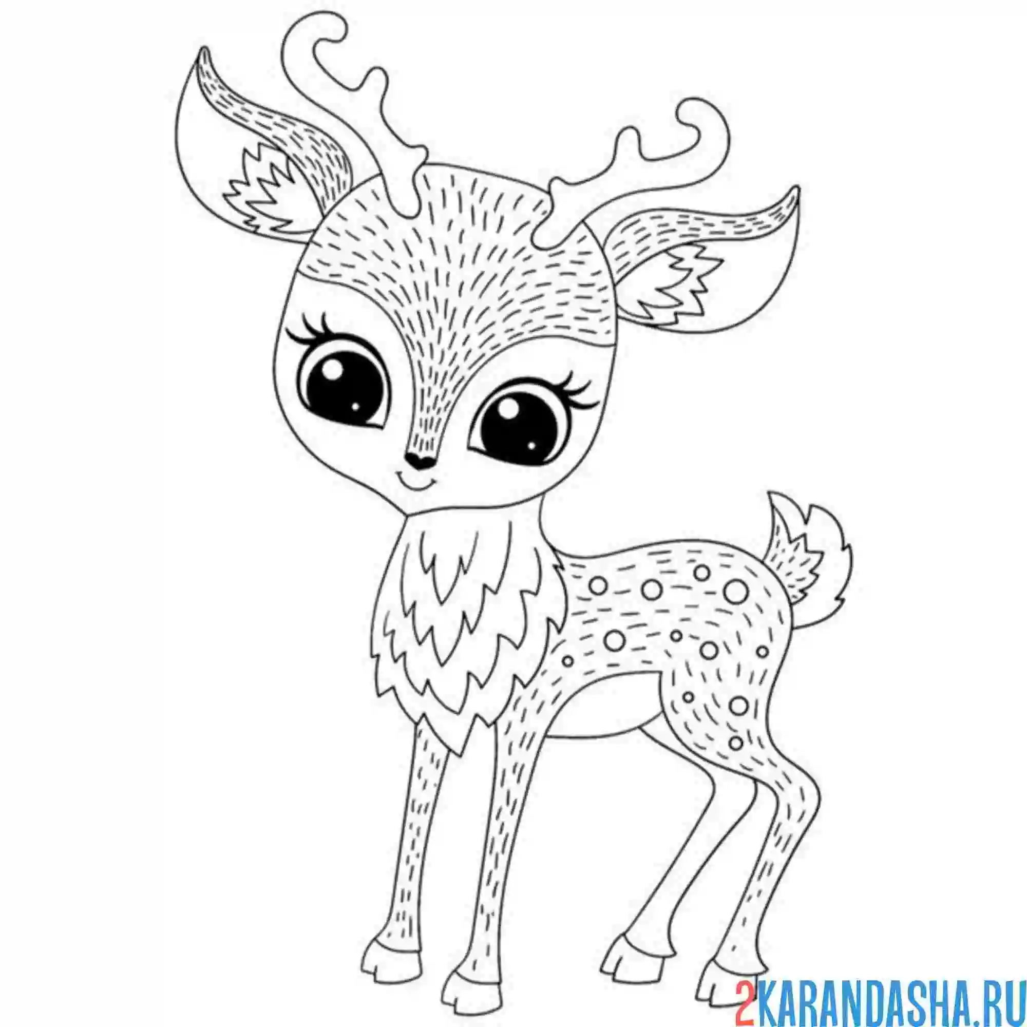 Раскраска олень каваи