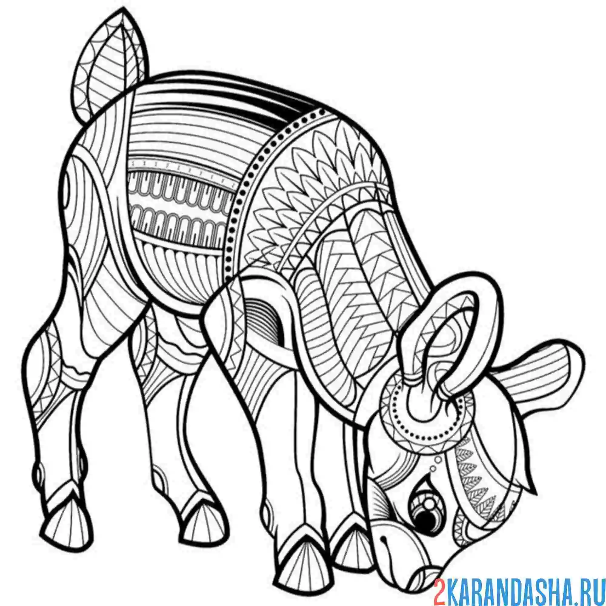 Раскраска антистресс олень ест