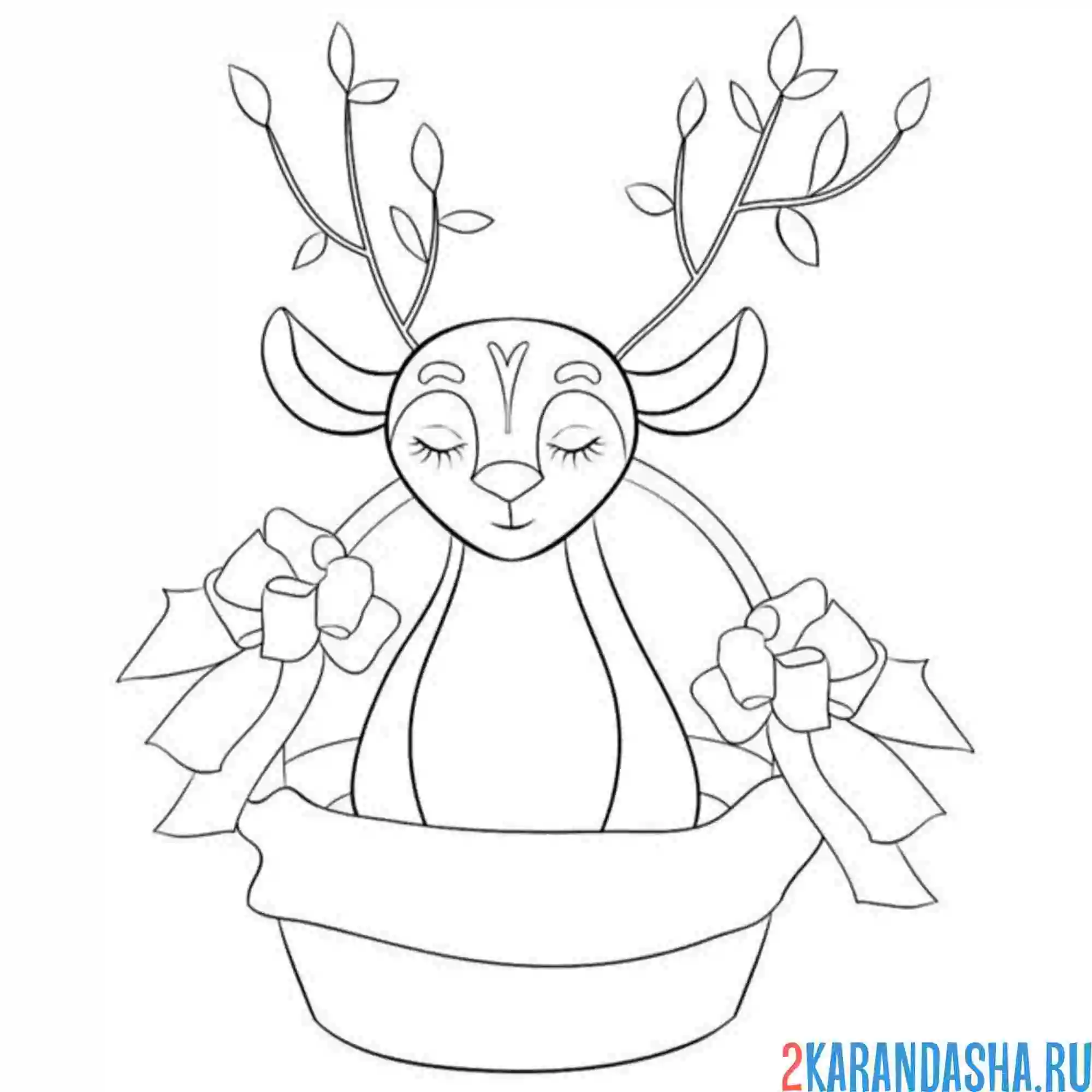 Раскраска олень в корзинке