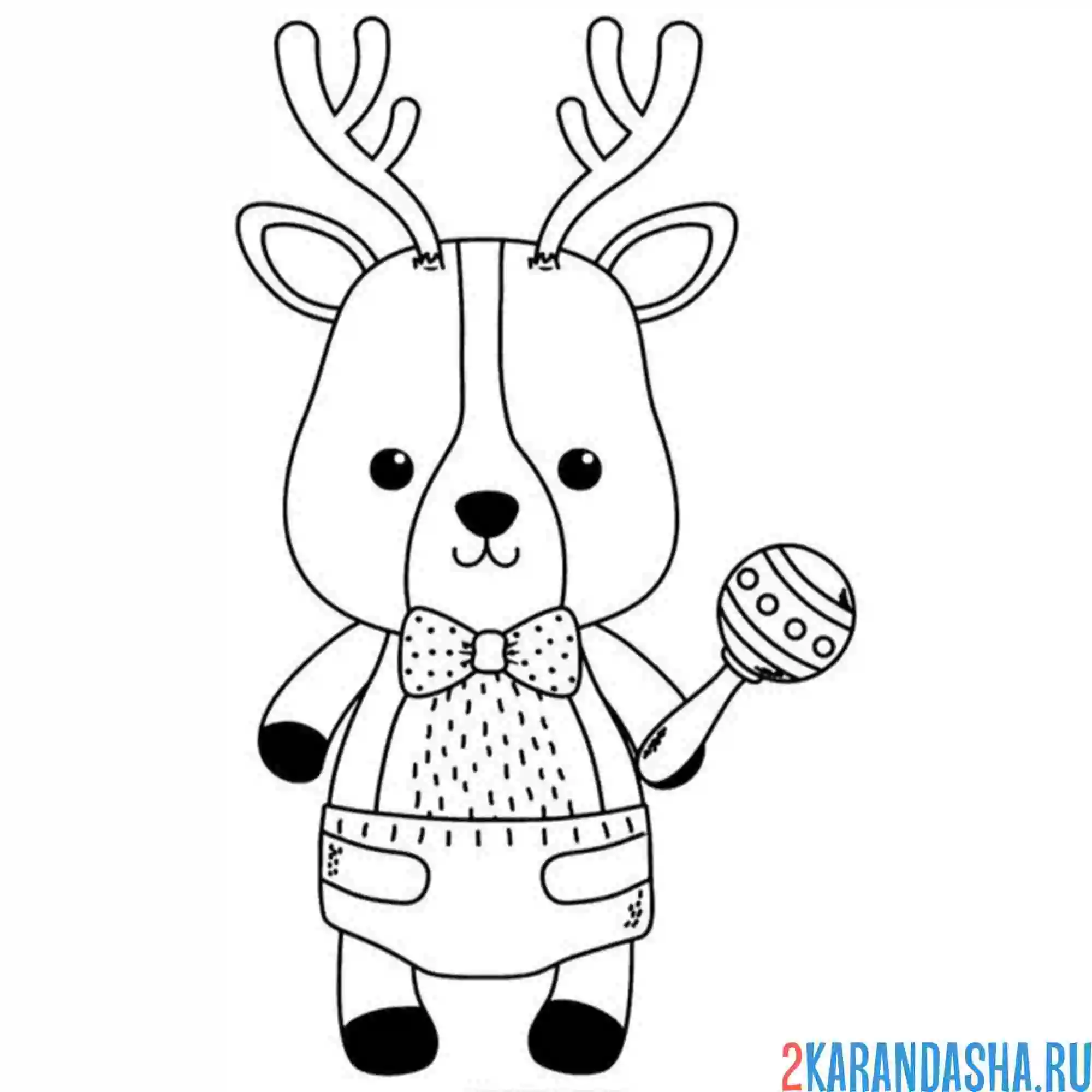 Раскраска олень в памперсах