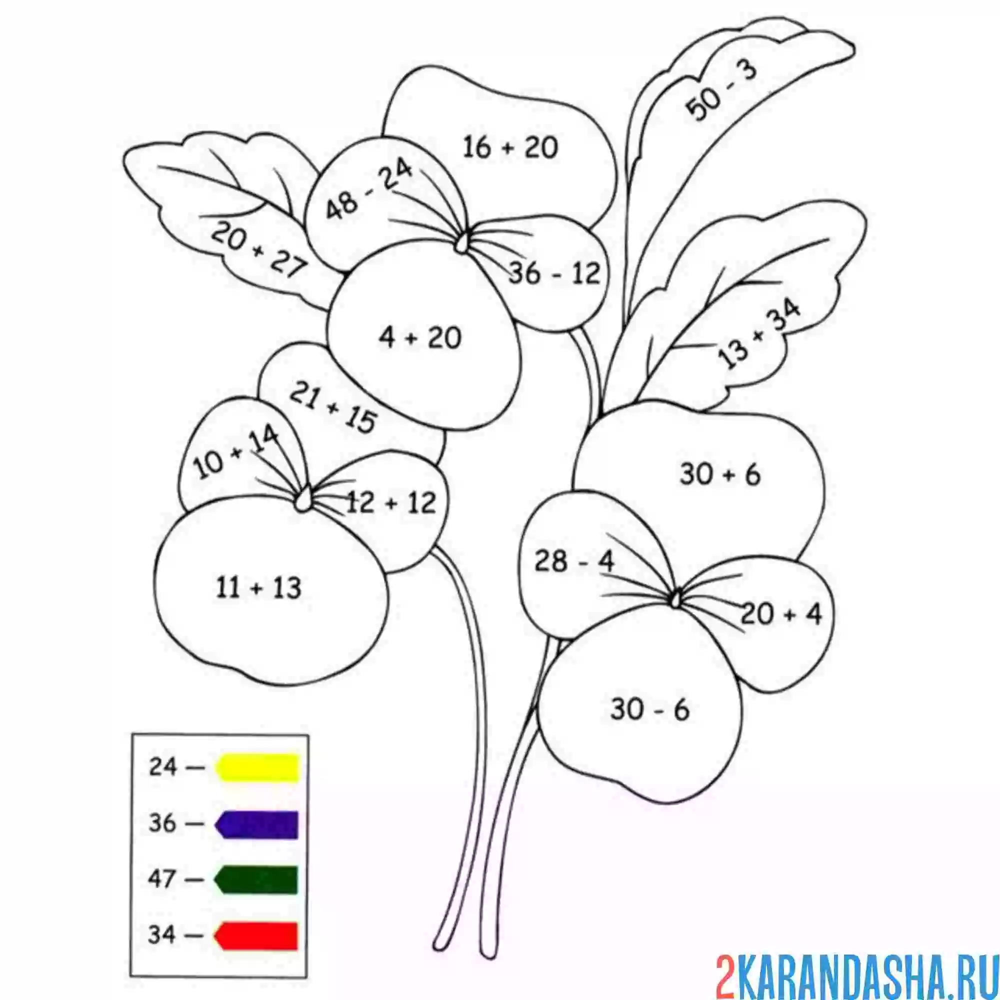 Раскраска вычитание и сложение упражнения