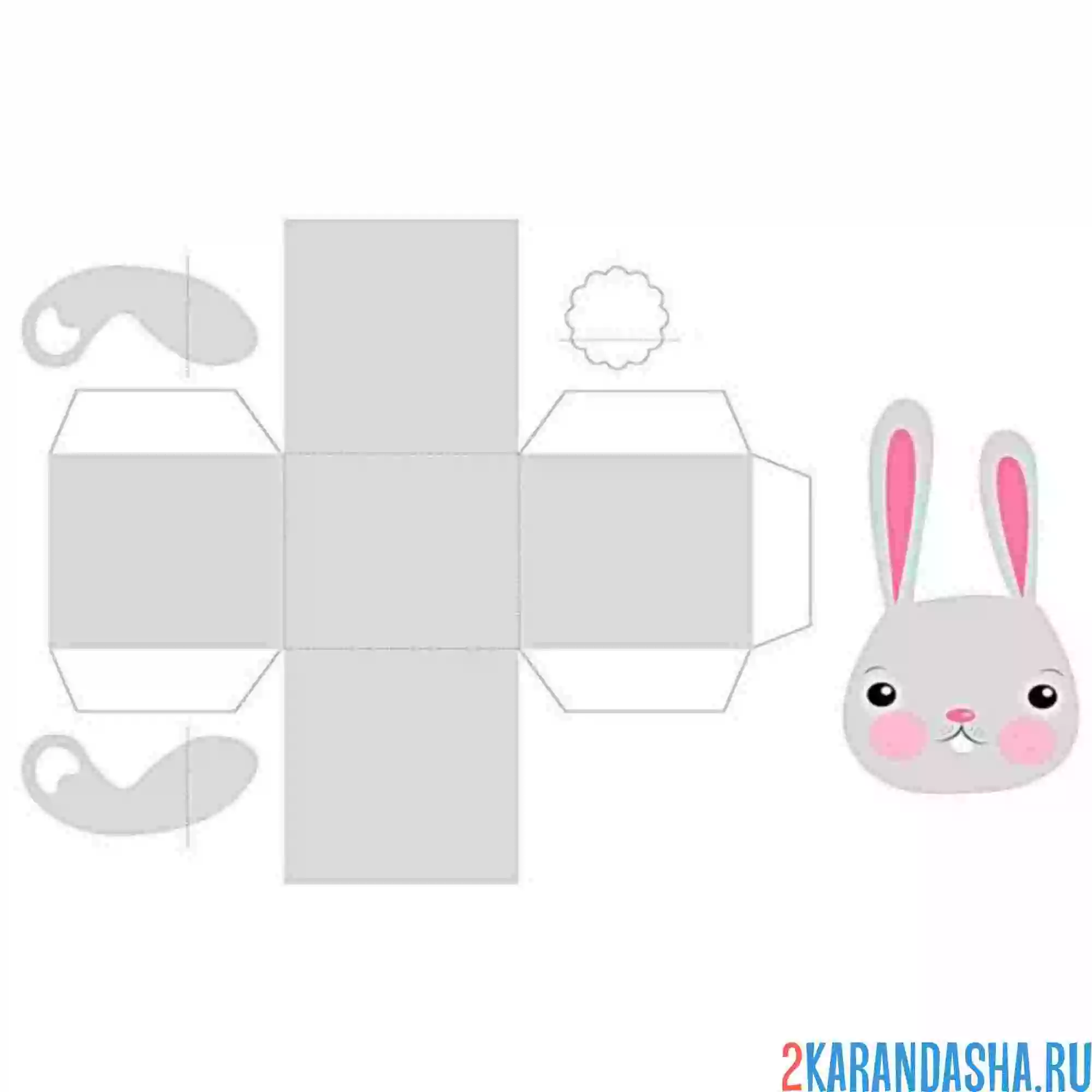 Раскраска вырежи и склей зайчик из бумаги