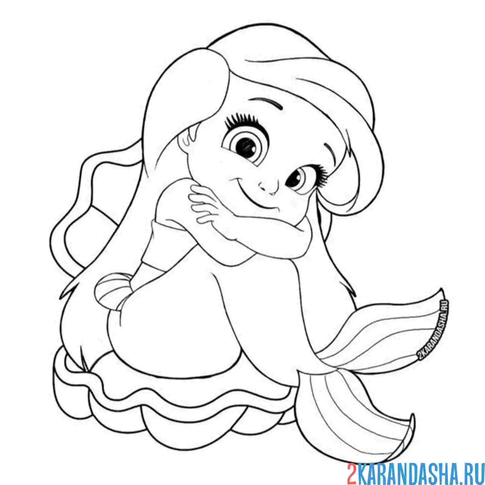 Раскраска милашка русалочка